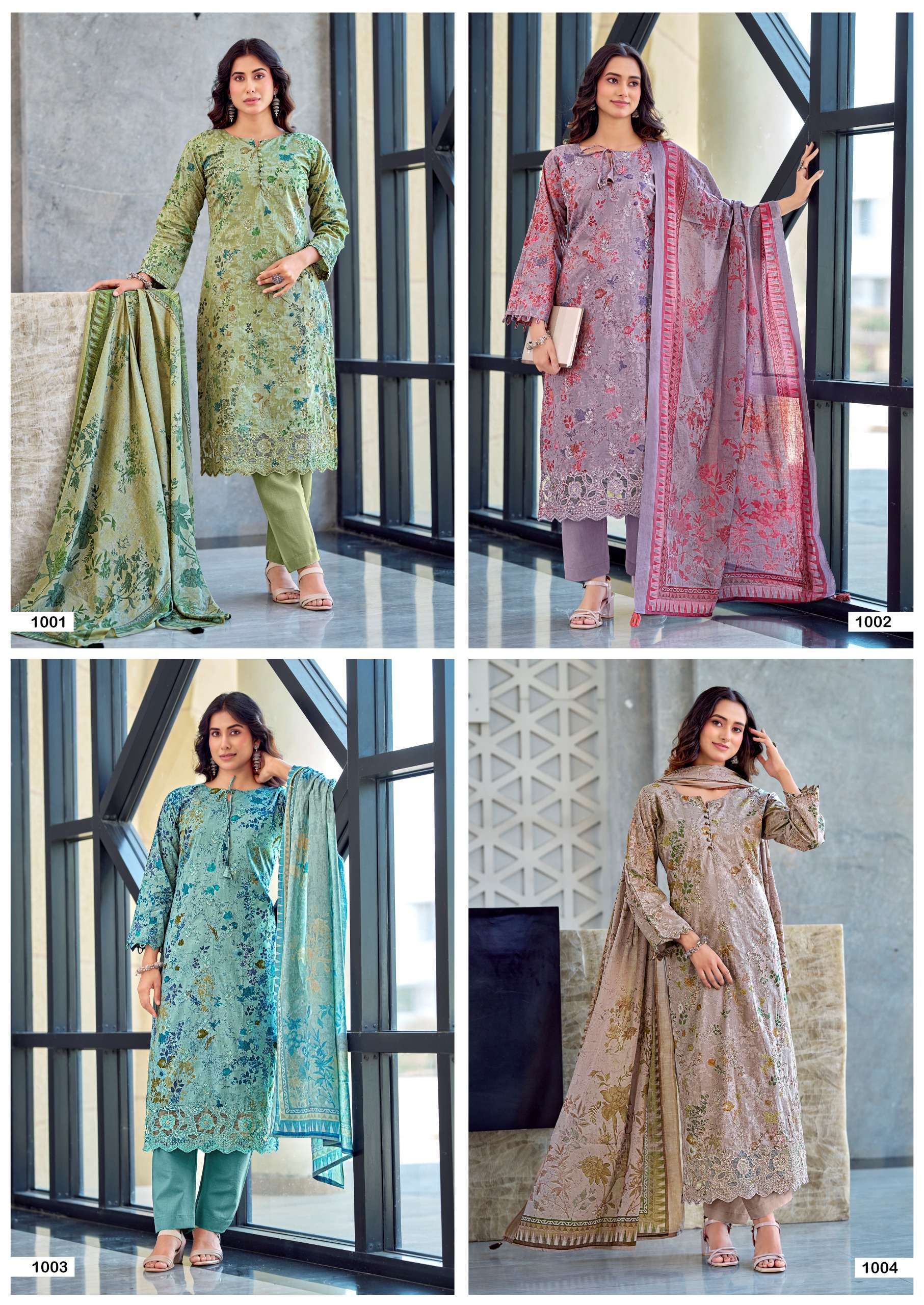 KHUDHA BAKSH PRINTS HOUSE OF CHIKANKARI LAWM COTTON DIGITAL PRINT WITH FANCY WORK SUIT