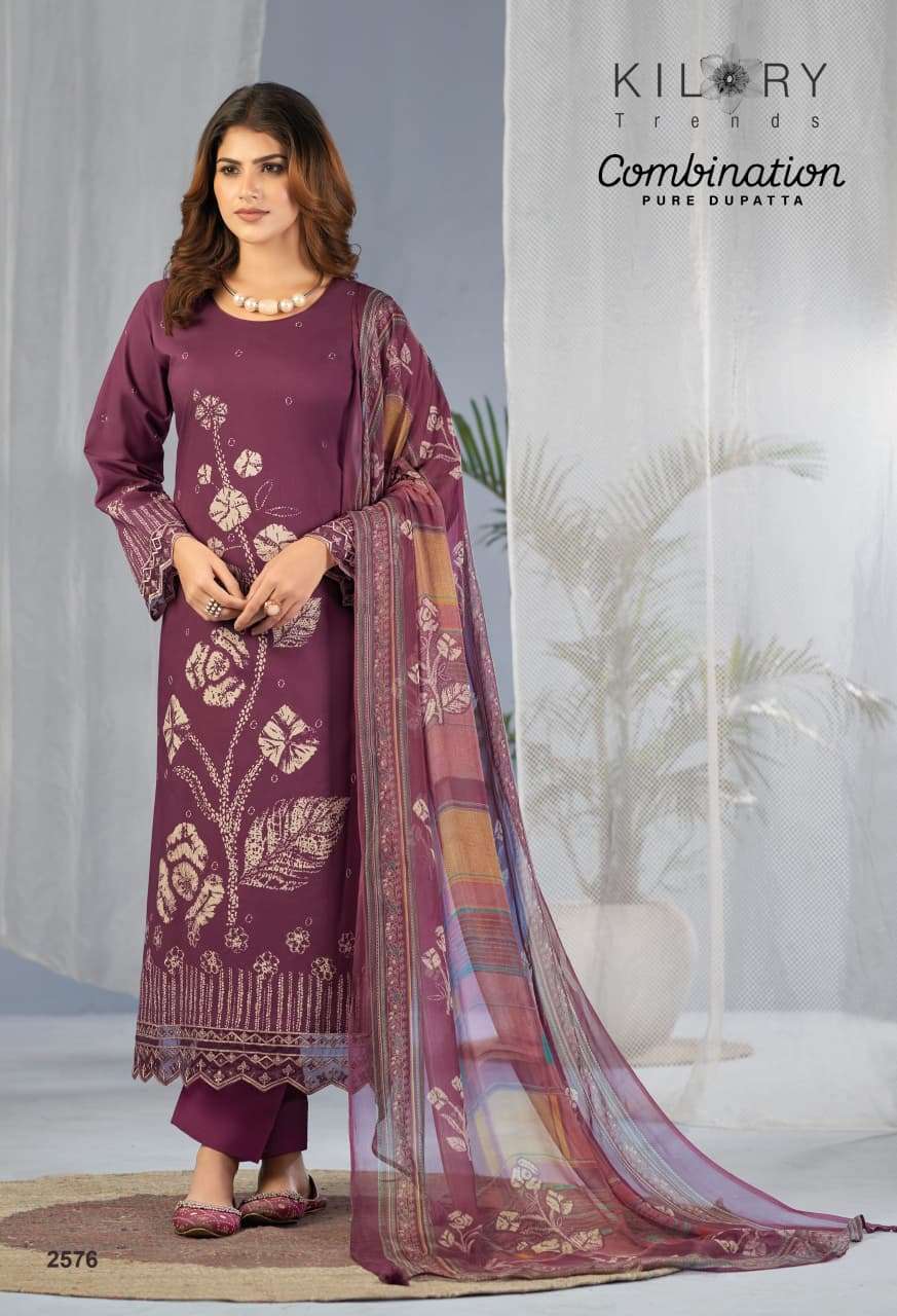 KILORY TRENDS COMBINATION LAWN COTTON DIGITAL PRINT WITH EMBROIDERY WORK SUIT