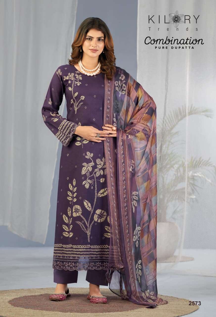 KILORY TRENDS COMBINATION LAWN COTTON DIGITAL PRINT WITH EMBROIDERY WORK SUIT