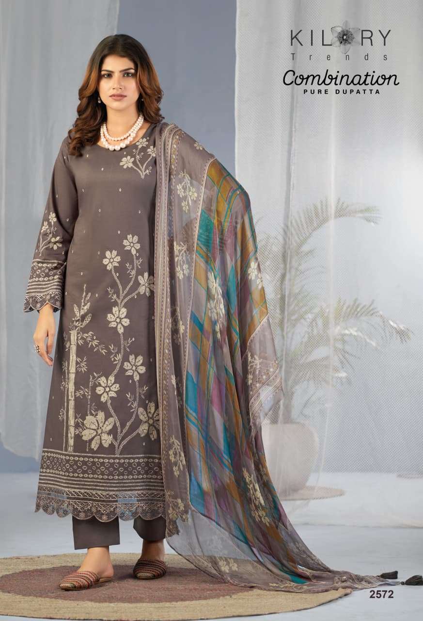 KILORY TRENDS COMBINATION LAWN COTTON DIGITAL PRINT WITH EMBROIDERY WORK SUIT