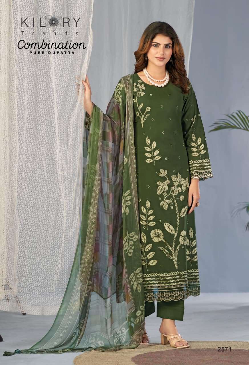 KILORY TRENDS COMBINATION LAWN COTTON DIGITAL PRINT WITH EMBROIDERY WORK SUIT