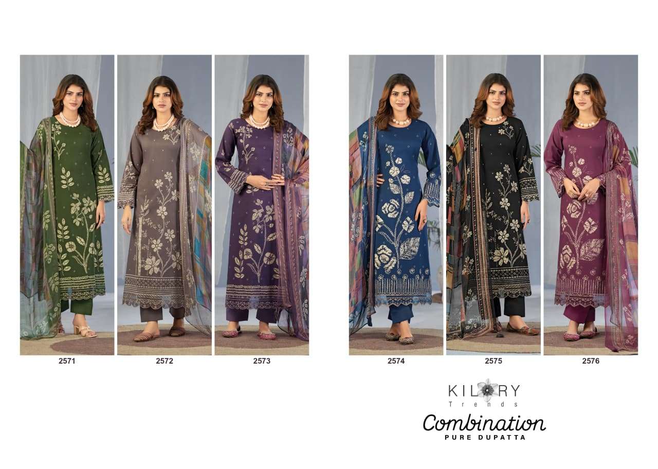 KILORY TRENDS COMBINATION LAWN COTTON DIGITAL PRINT WITH EMBROIDERY WORK SUIT