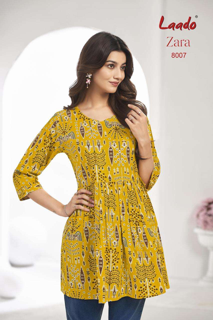 LAADO ZARA VOL 8 COTTON PRINTED SUMMER WEAR SHORT KURTI