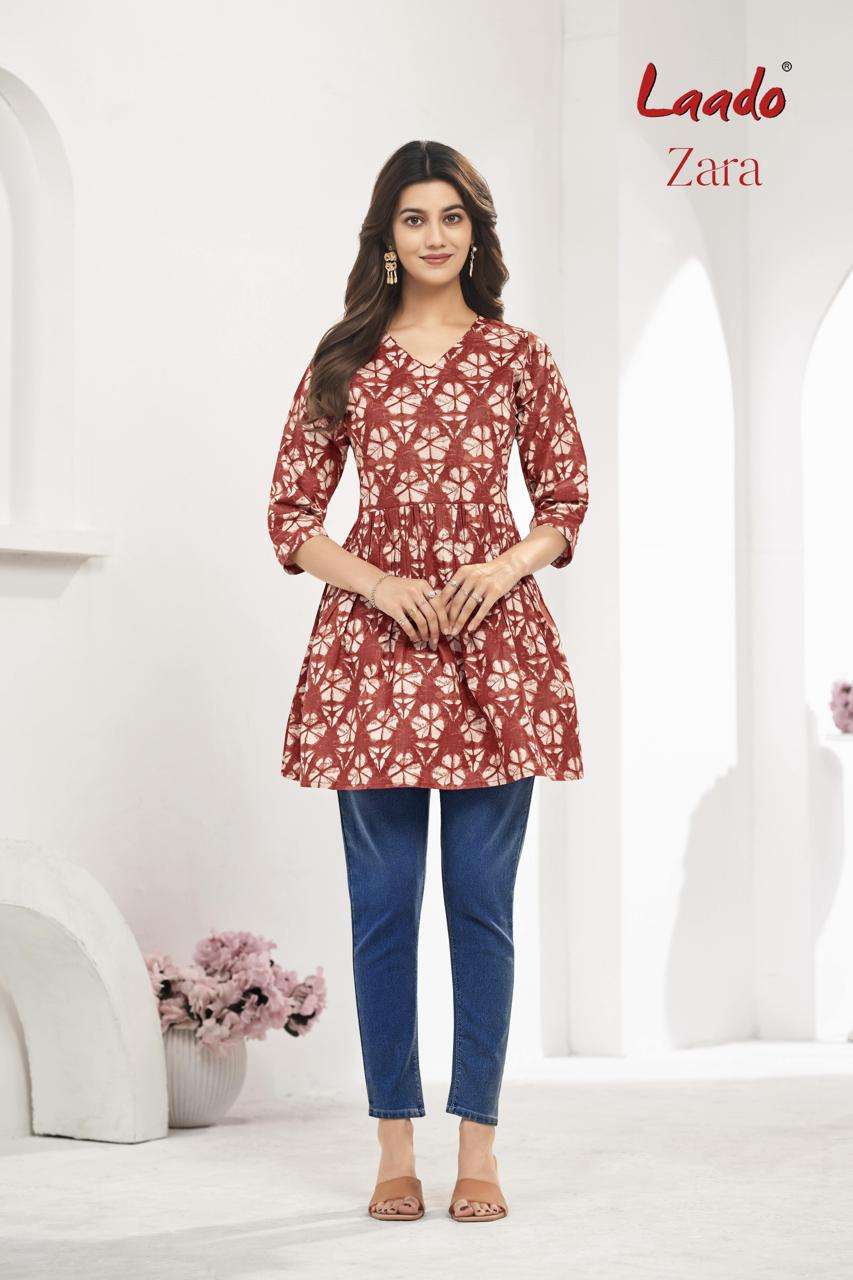 LAADO ZARA VOL 8 COTTON PRINTED SUMMER WEAR SHORT KURTI