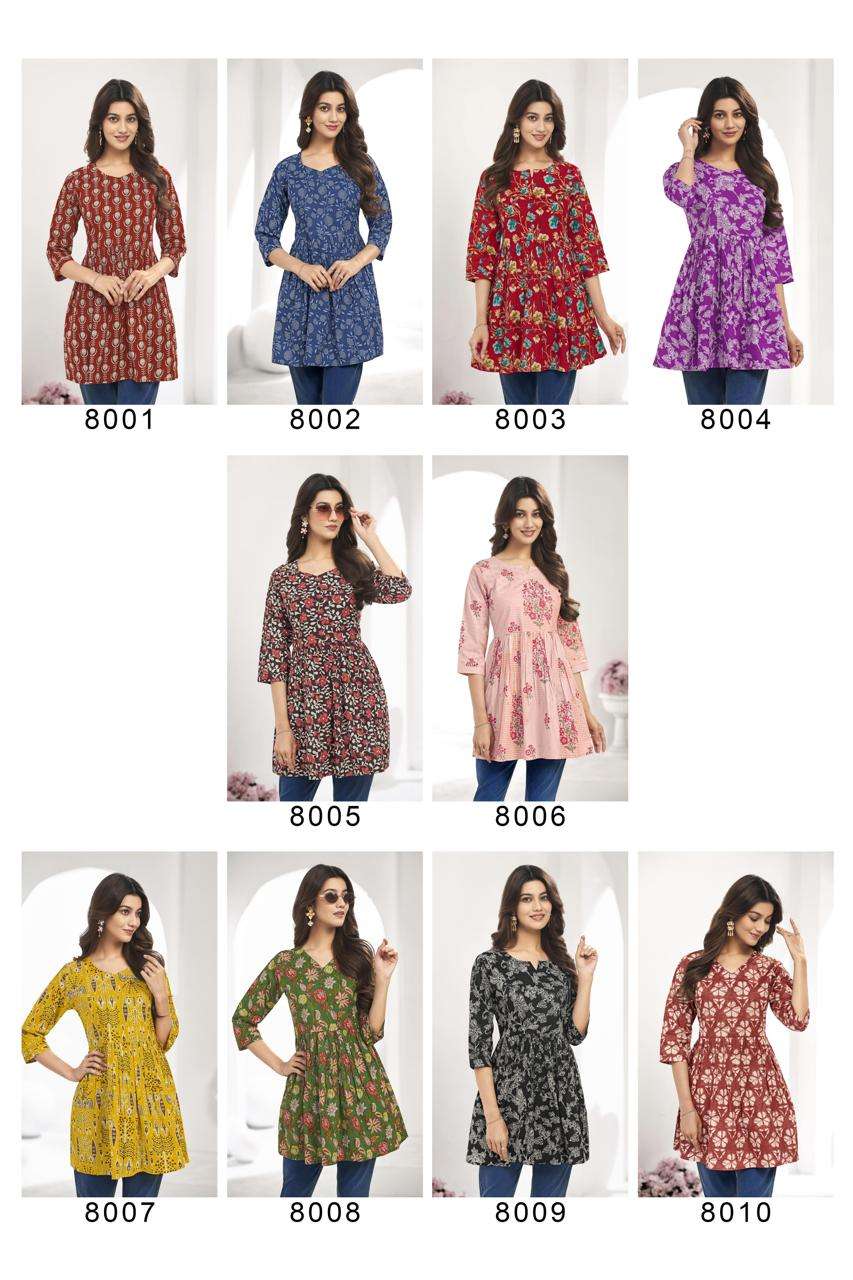 LAADO ZARA VOL 8 COTTON PRINTED SUMMER WEAR SHORT KURTI