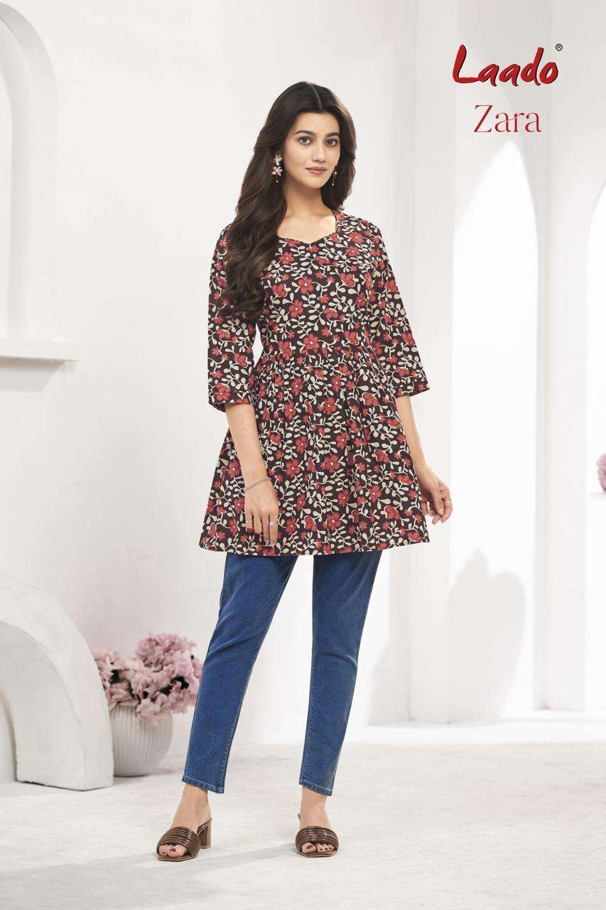 LAADO ZARA VOL 8 COTTON PRINTED SUMMER WEAR SHORT KURTI