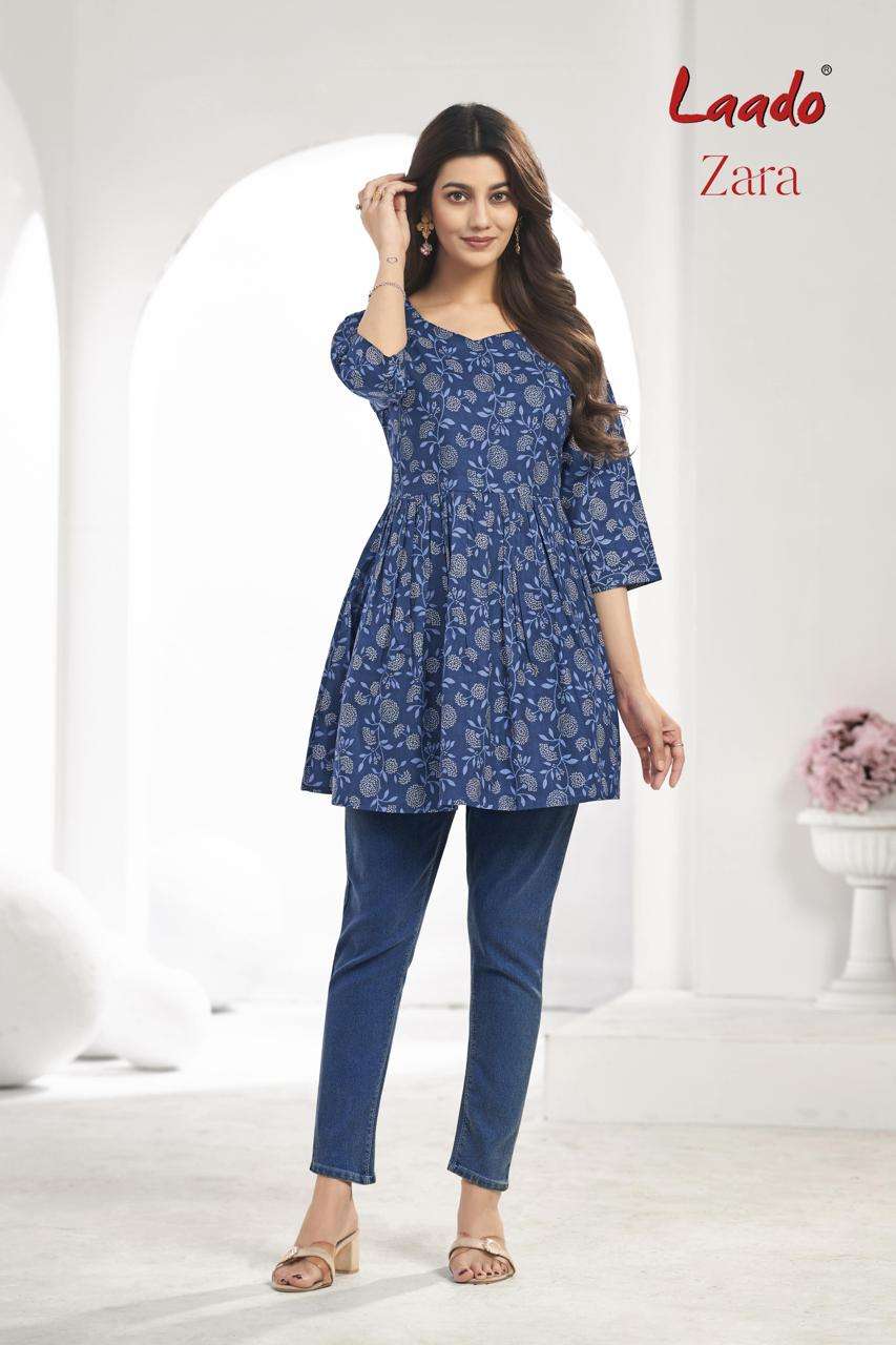 LAADO ZARA VOL 8 COTTON PRINTED SUMMER WEAR SHORT KURTI