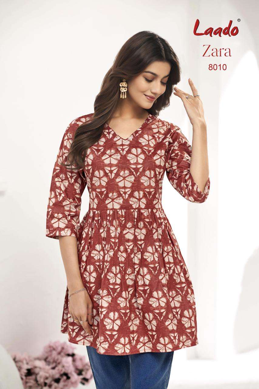 LAADO ZARA VOL 8 COTTON PRINTED SUMMER WEAR SHORT KURTI