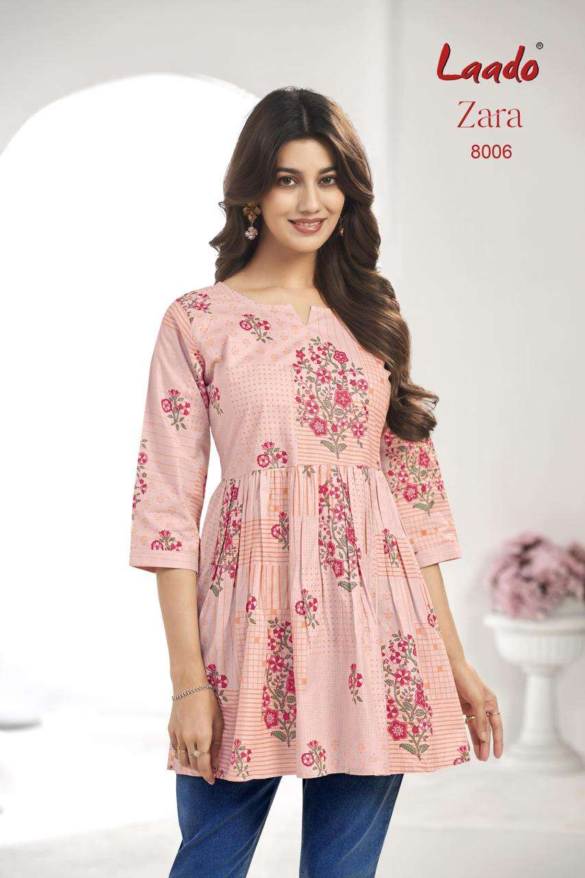 LAADO ZARA VOL 8 COTTON PRINTED SUMMER WEAR SHORT KURTI