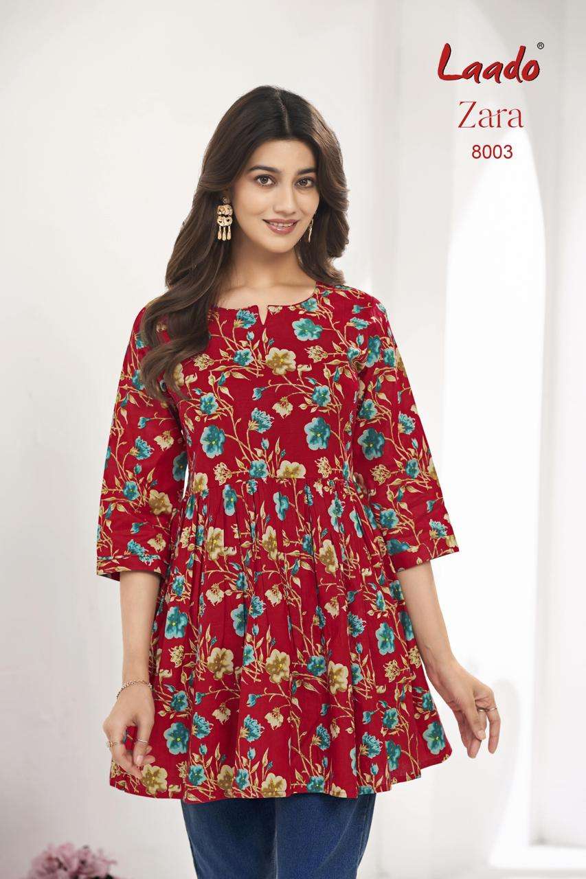 LAADO ZARA VOL 8 COTTON PRINTED SUMMER WEAR SHORT KURTI