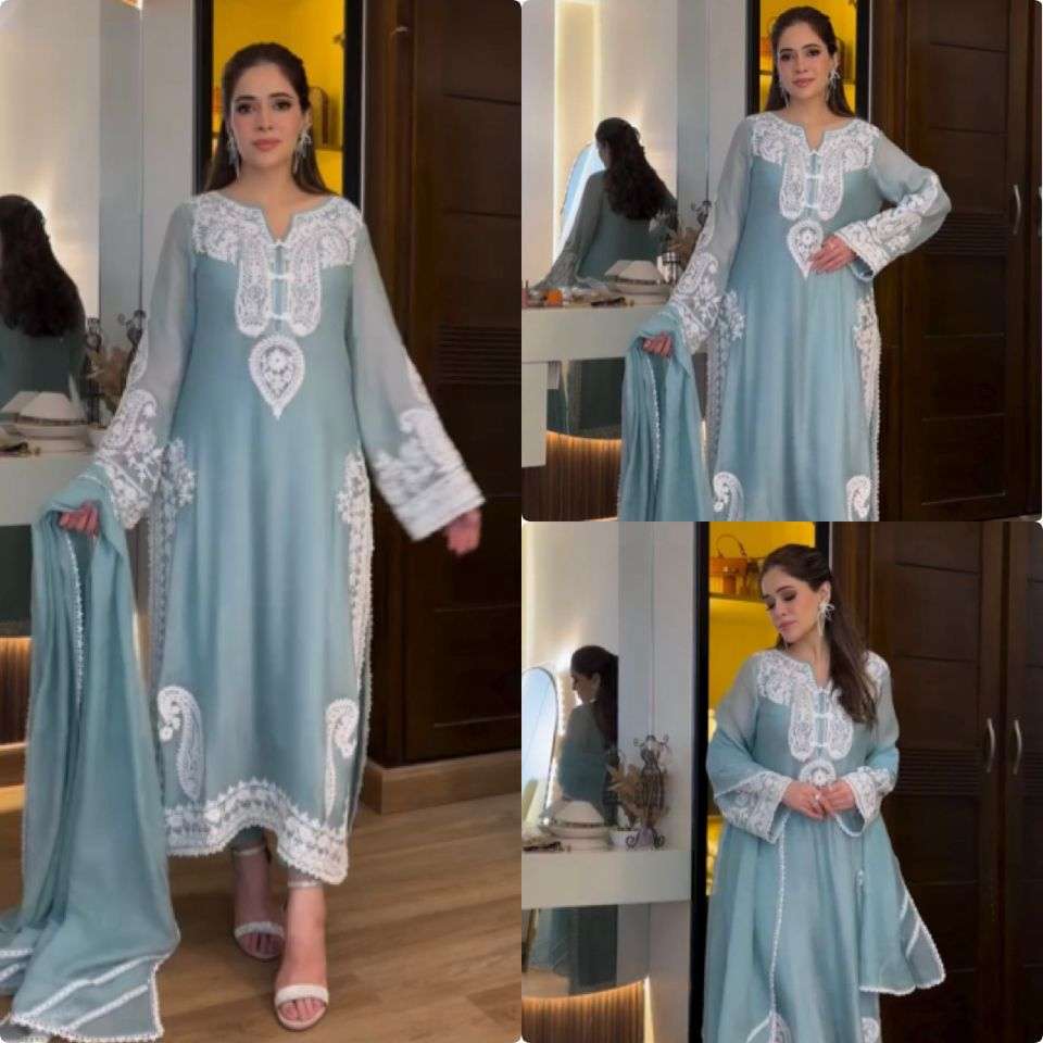 LADY LOOK 032 ORGANZA SILK PREETY LOOK DESIGNER PARTY WEAR LADIES SUIT