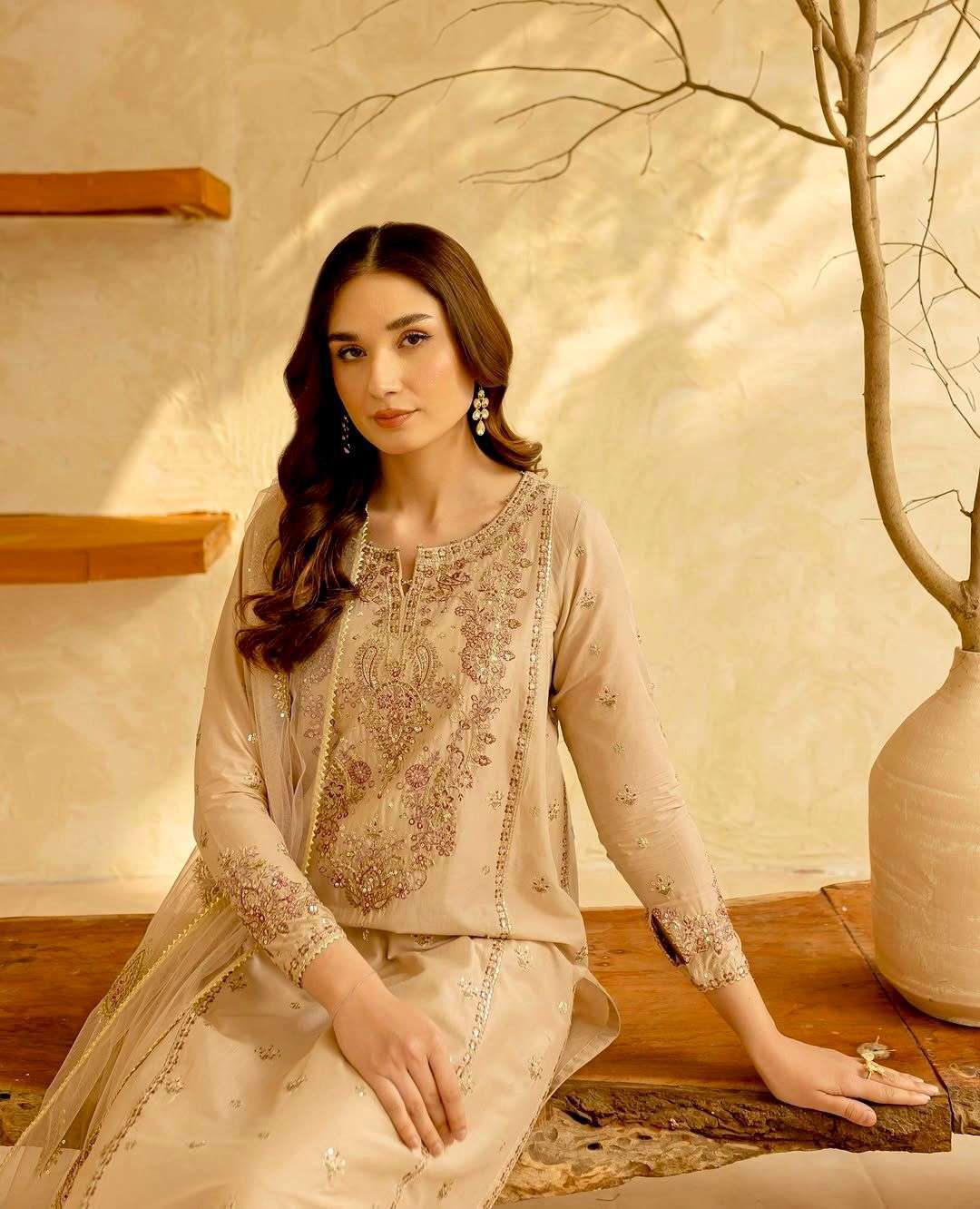 LADY LOOK 035 SILK WITH BEAUTIFUL DESIGNER WORK SUIT