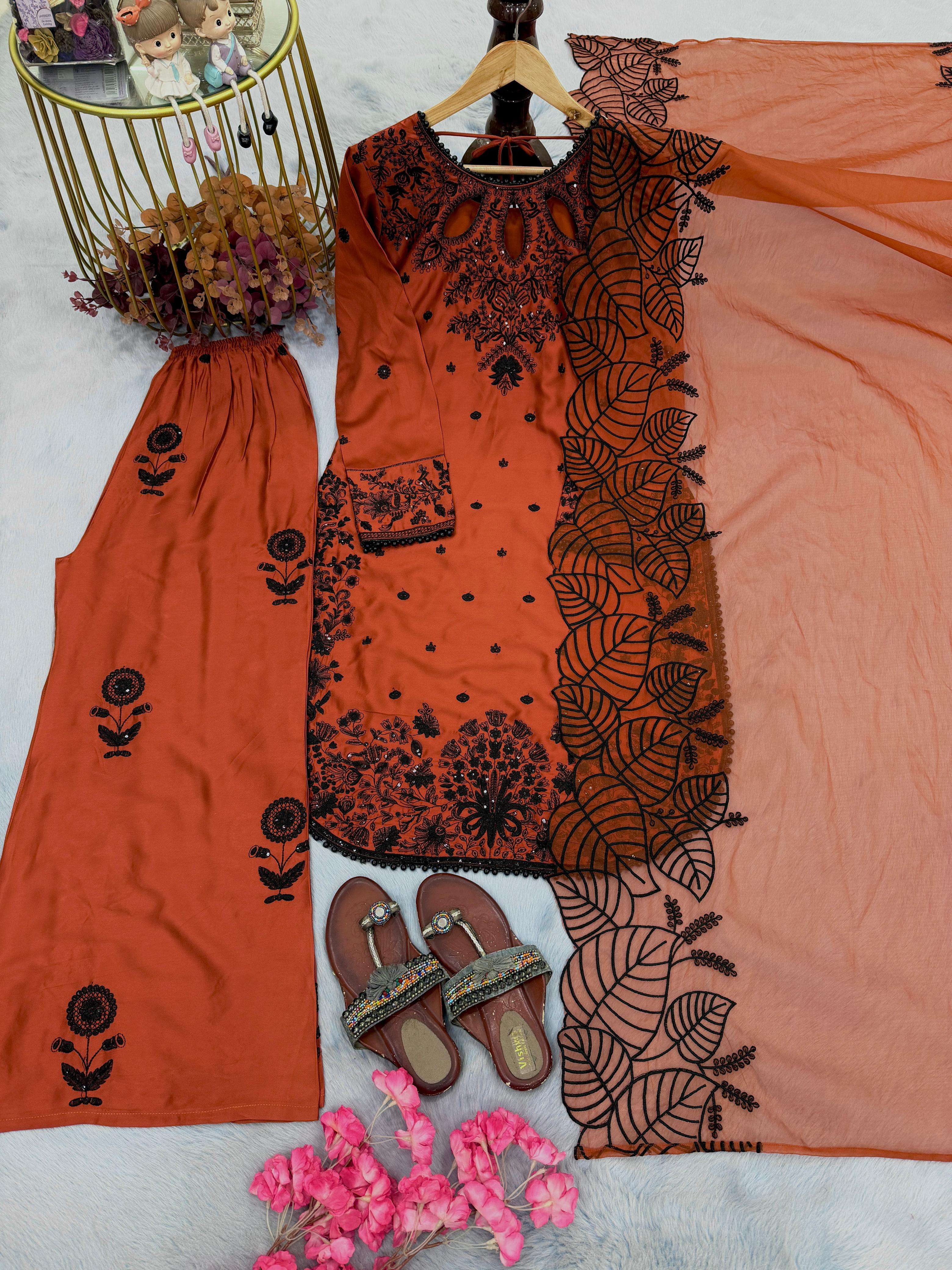 LADY LOOK 041 SATIN DESIGNER WORK PARTY WEAR PAKISTANI STYLE SUIT