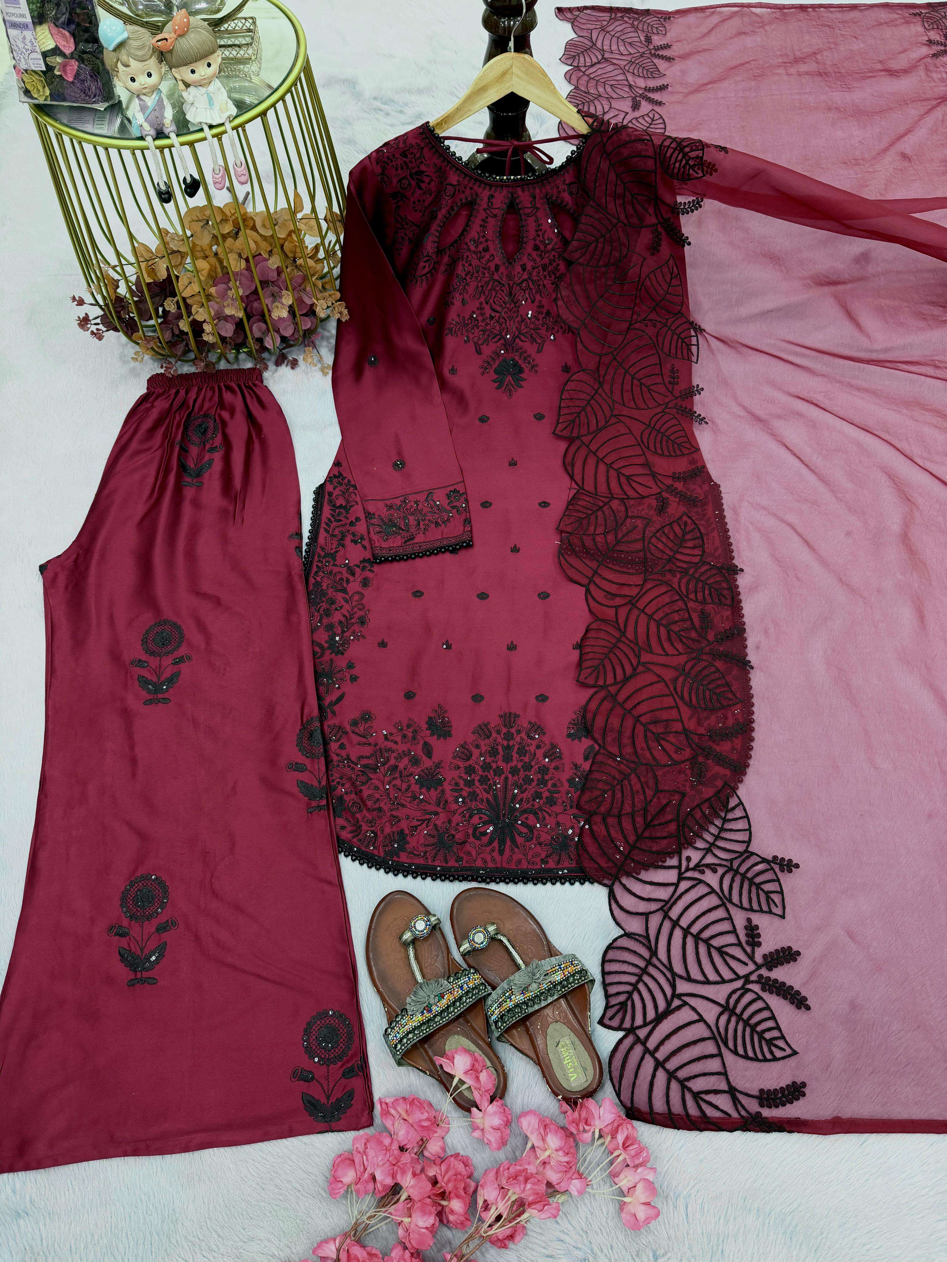 LADY LOOK 041 SATIN DESIGNER WORK PARTY WEAR PAKISTANI STYLE SUIT