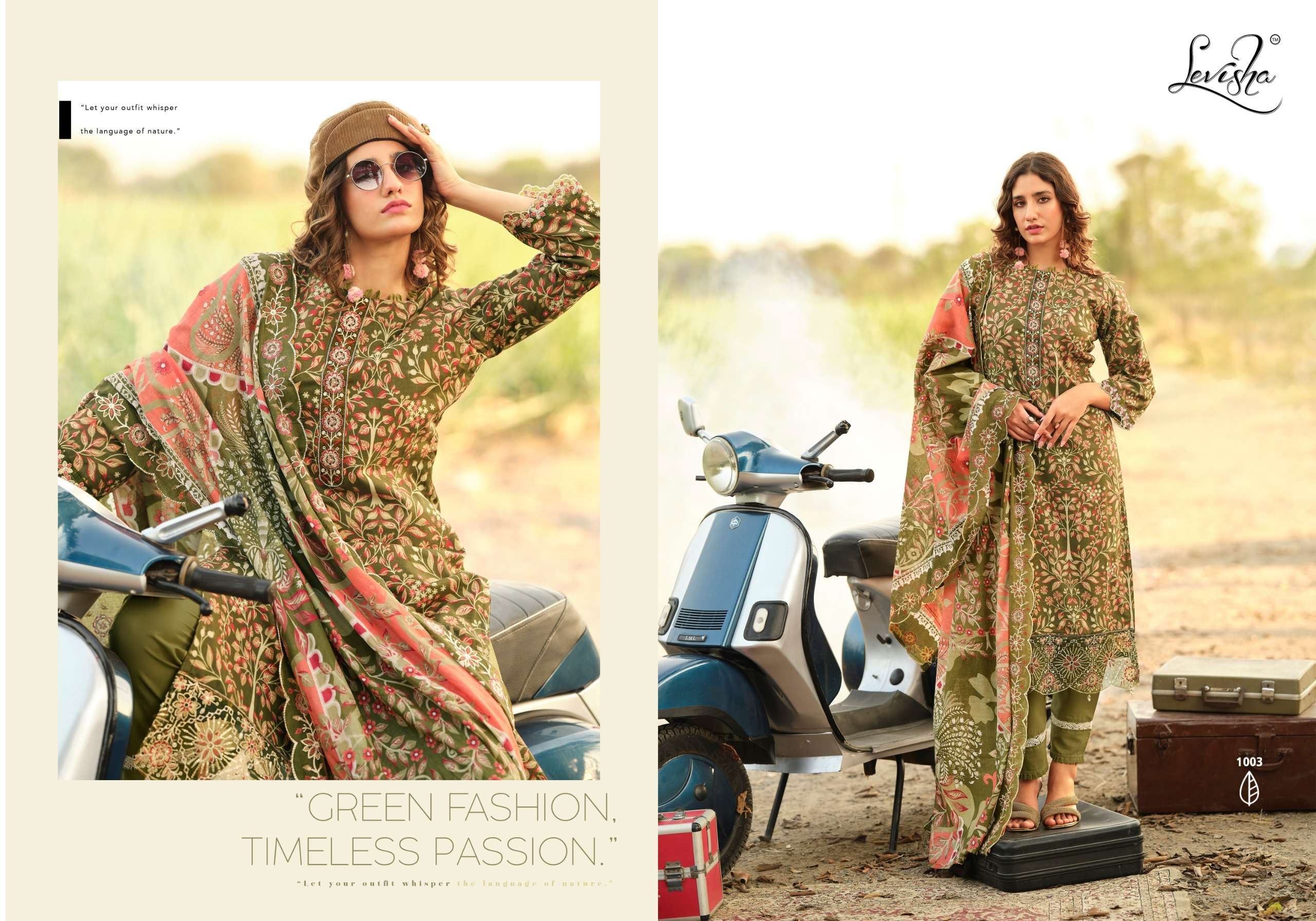 LEVISHA HUMDUM COTTON PAKISTANI STYLE PRINT WITH FANCY WORK SUIT
