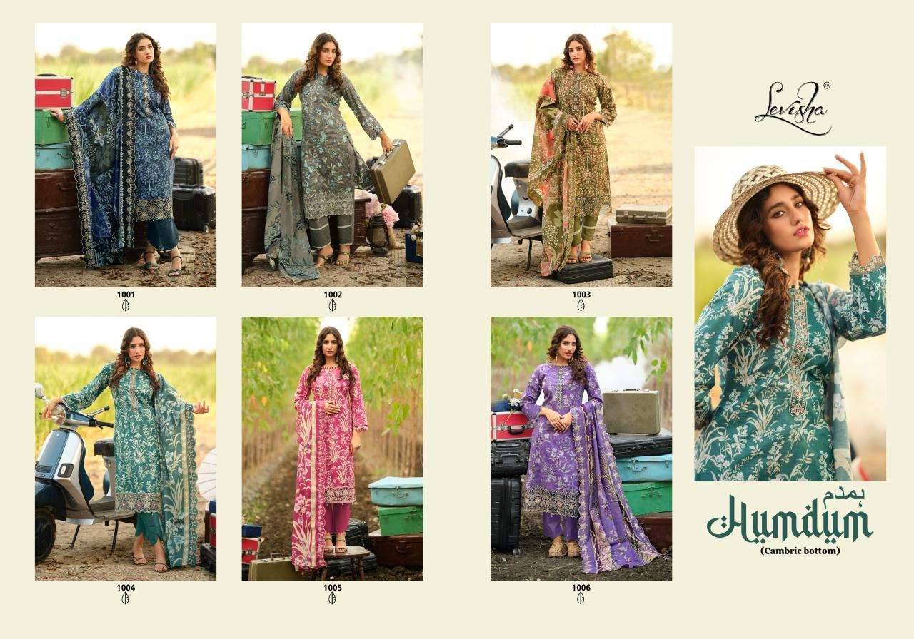 LEVISHA HUMDUM COTTON PAKISTANI STYLE PRINT WITH FANCY WORK SUIT