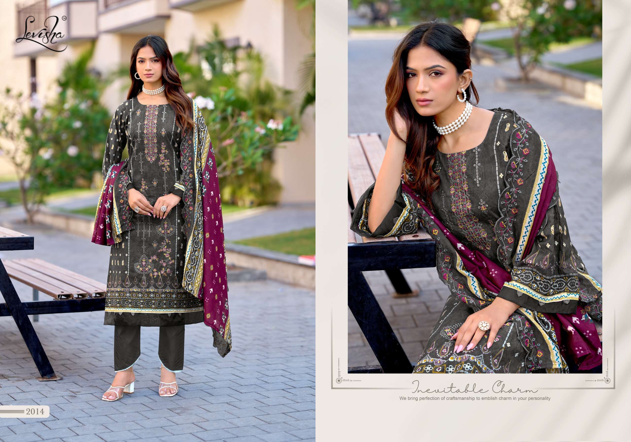 LEVISHA MADHUBALA VOL 14 LAWN COTTON DIGITAL PRINT WITH FANCY WORK SUIT