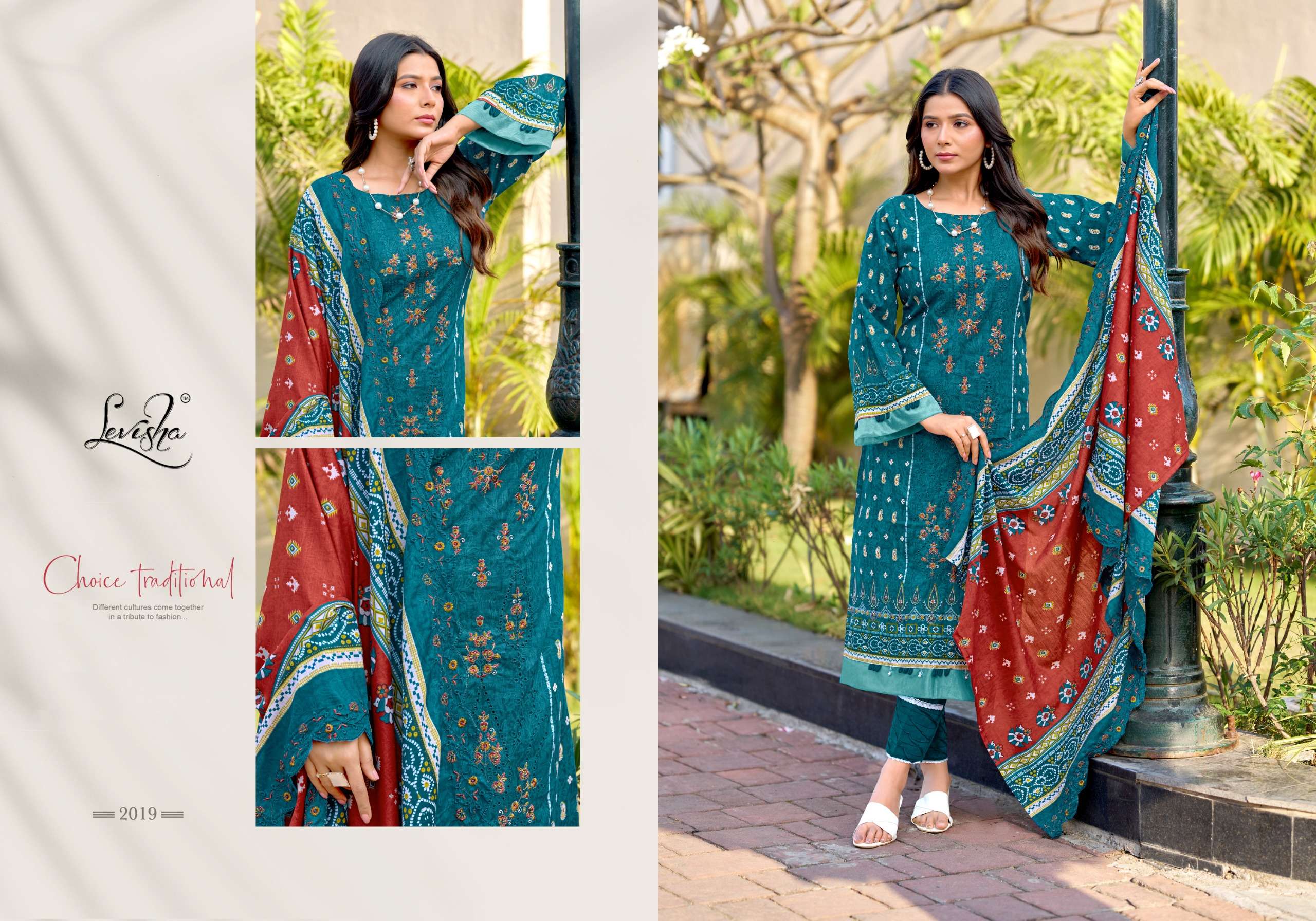 LEVISHA MADHUBALA VOL 14 LAWN COTTON DIGITAL PRINT WITH FANCY WORK SUIT
