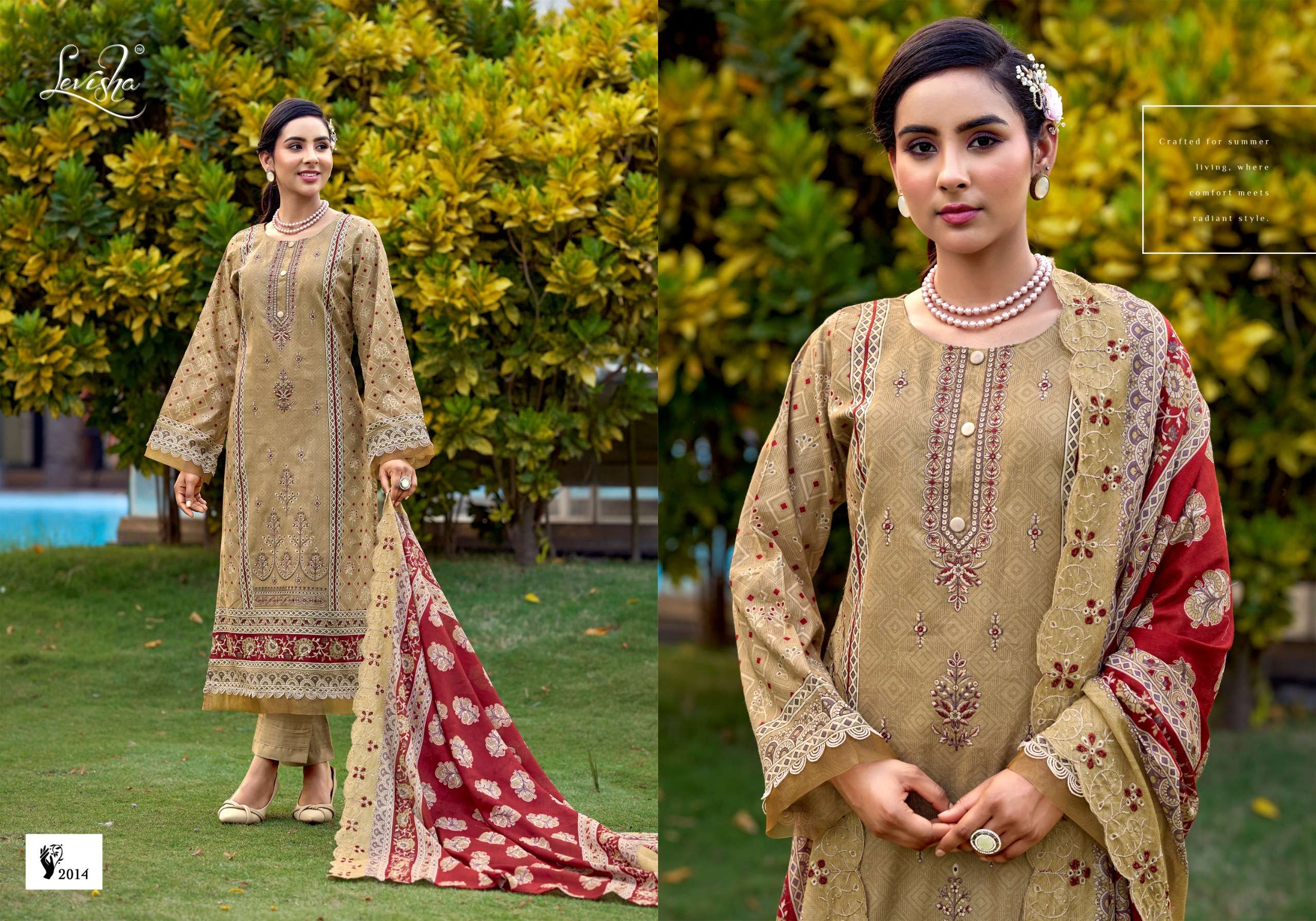 LEVISHA MADHUBALA VOL 15 LAWN COTTON DIGITAL PRINT WITH FANCY EMBROIDERY WORK SUIT