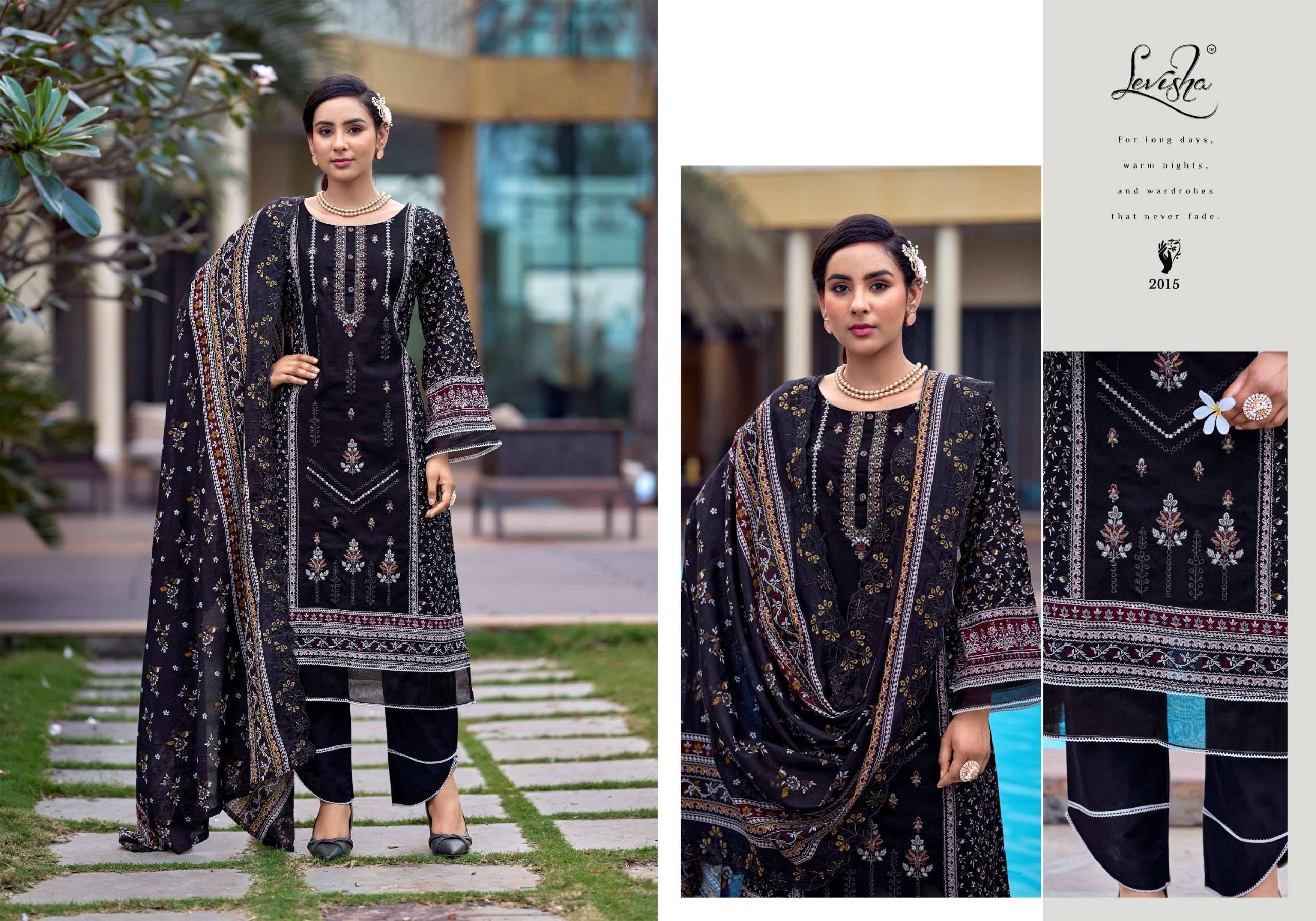 LEVISHA MADHUBALA VOL 15 LAWN COTTON DIGITAL PRINT WITH FANCY EMBROIDERY WORK SUIT