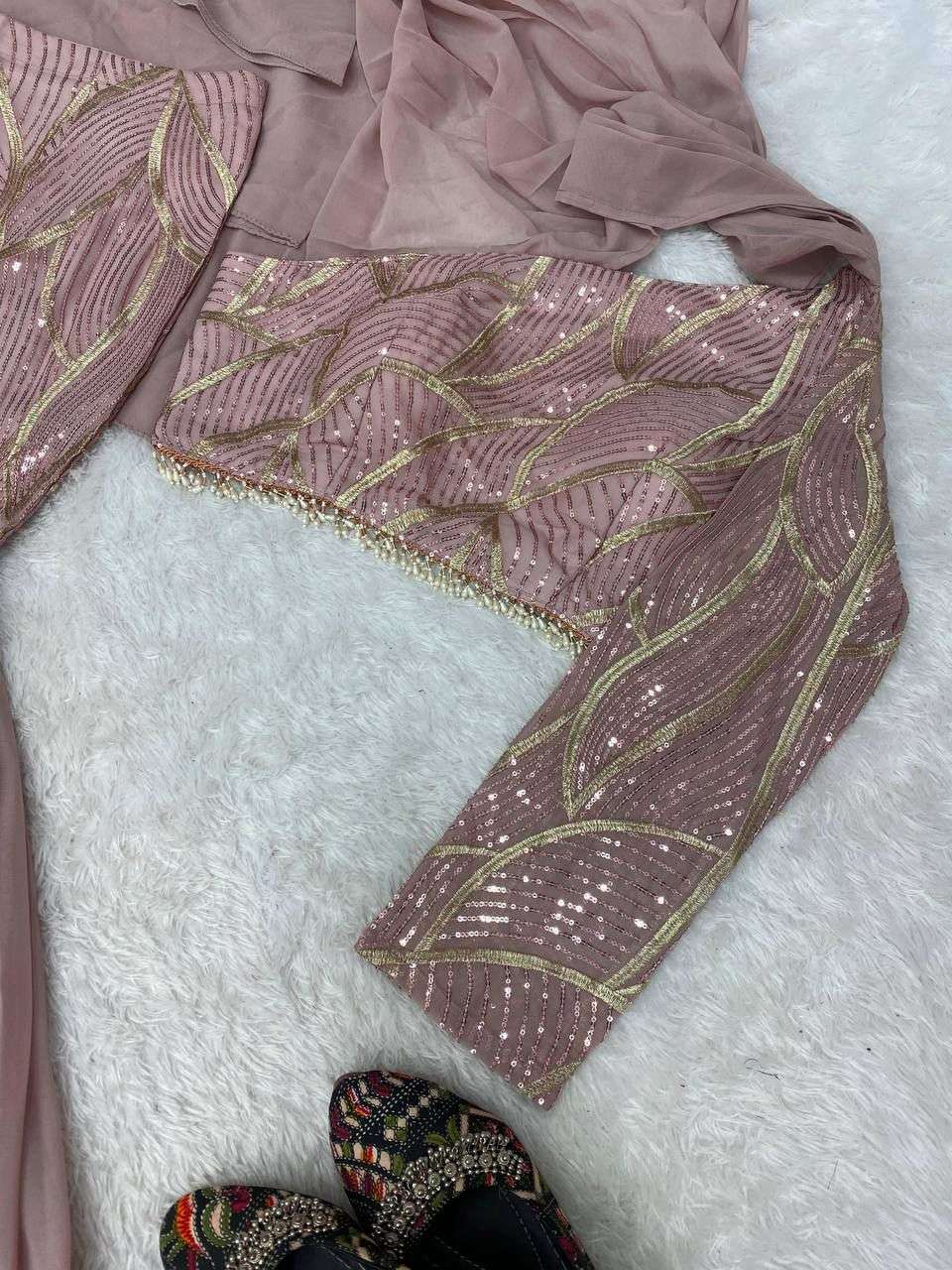 LG 1835 GEORGETTE HEAVY PARTY WEAR DESIGNER LOOK INDO WESTERN STYLE DRESS 