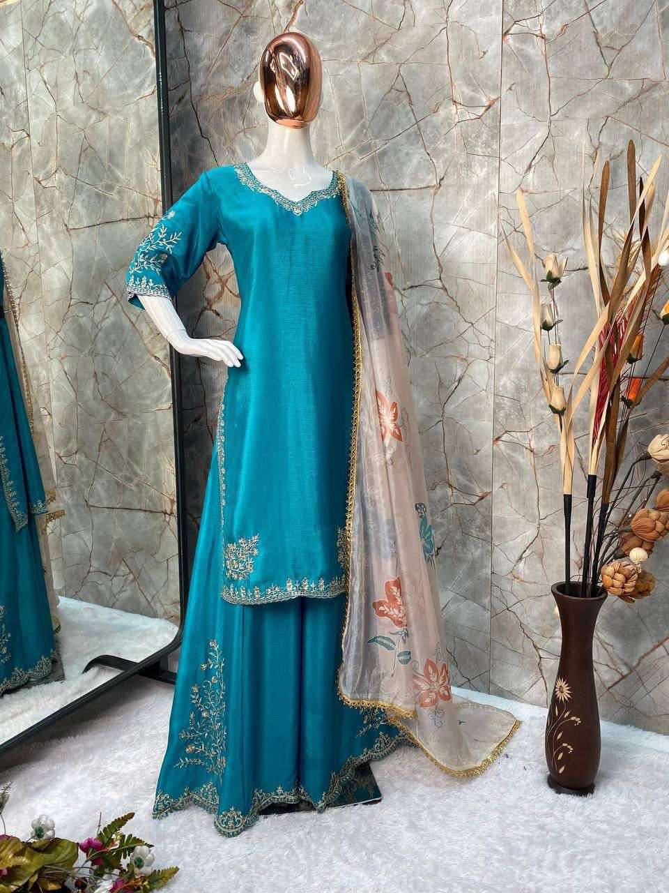LG 1872 CHINON WITH SEQUANCE EMBROIDERY WORK GHARARA SUIT