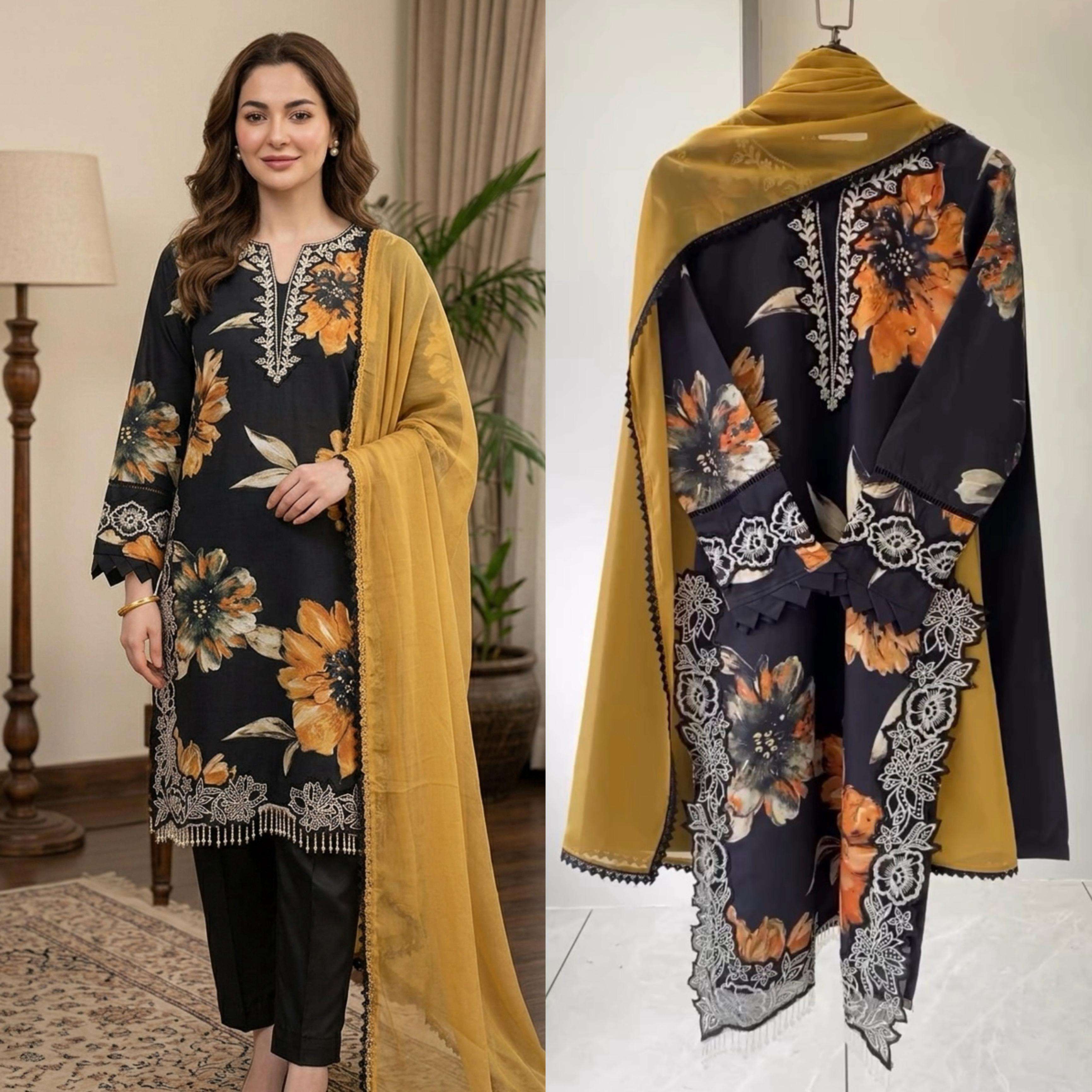 LG 2077 SILK DIGITAL PRINT WITH FANCY PAKISTANI STYLE HANIA AMIR SPECIAL COLLECTION 
