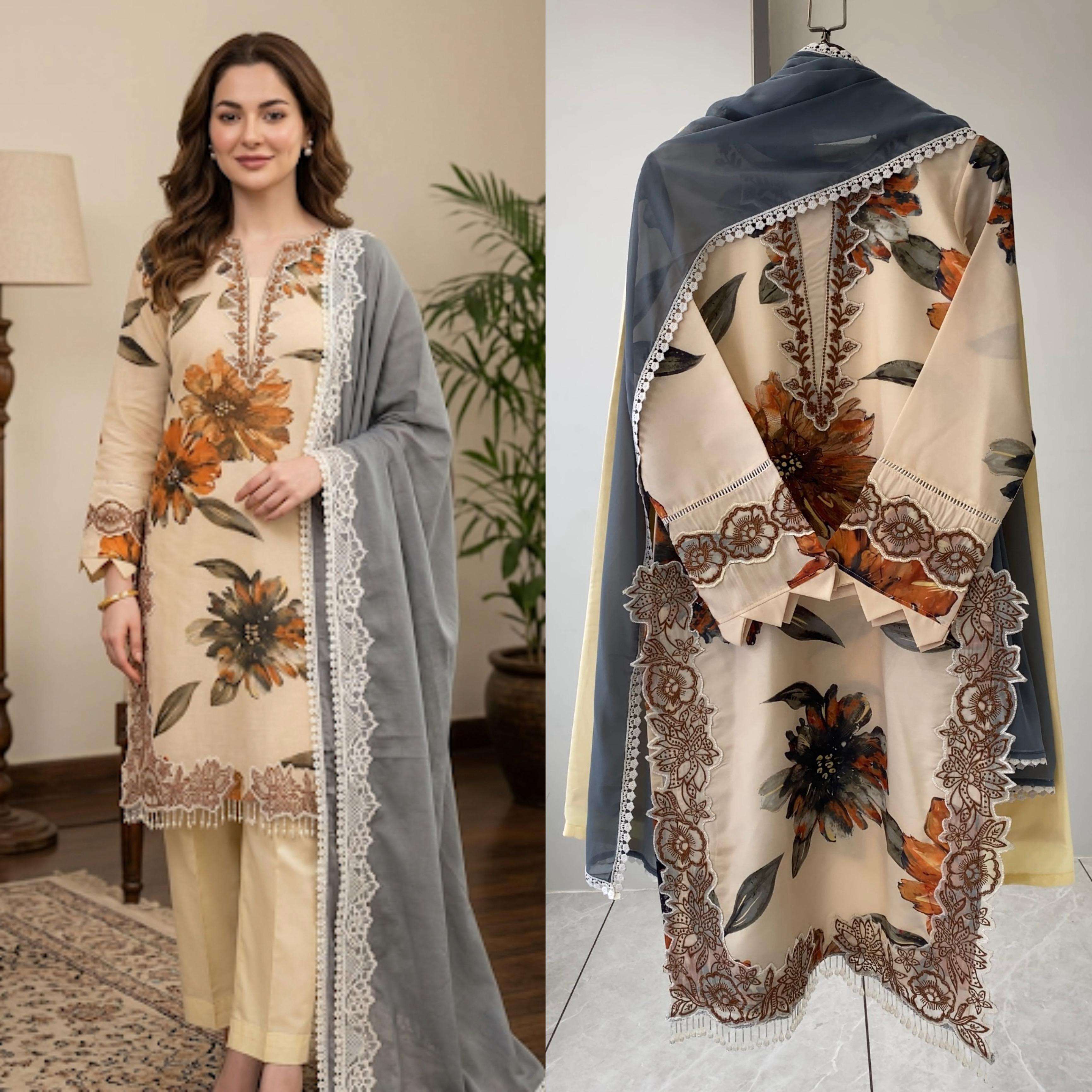 LG 2077 SILK DIGITAL PRINT WITH FANCY PAKISTANI STYLE HANIA AMIR SPECIAL COLLECTION 