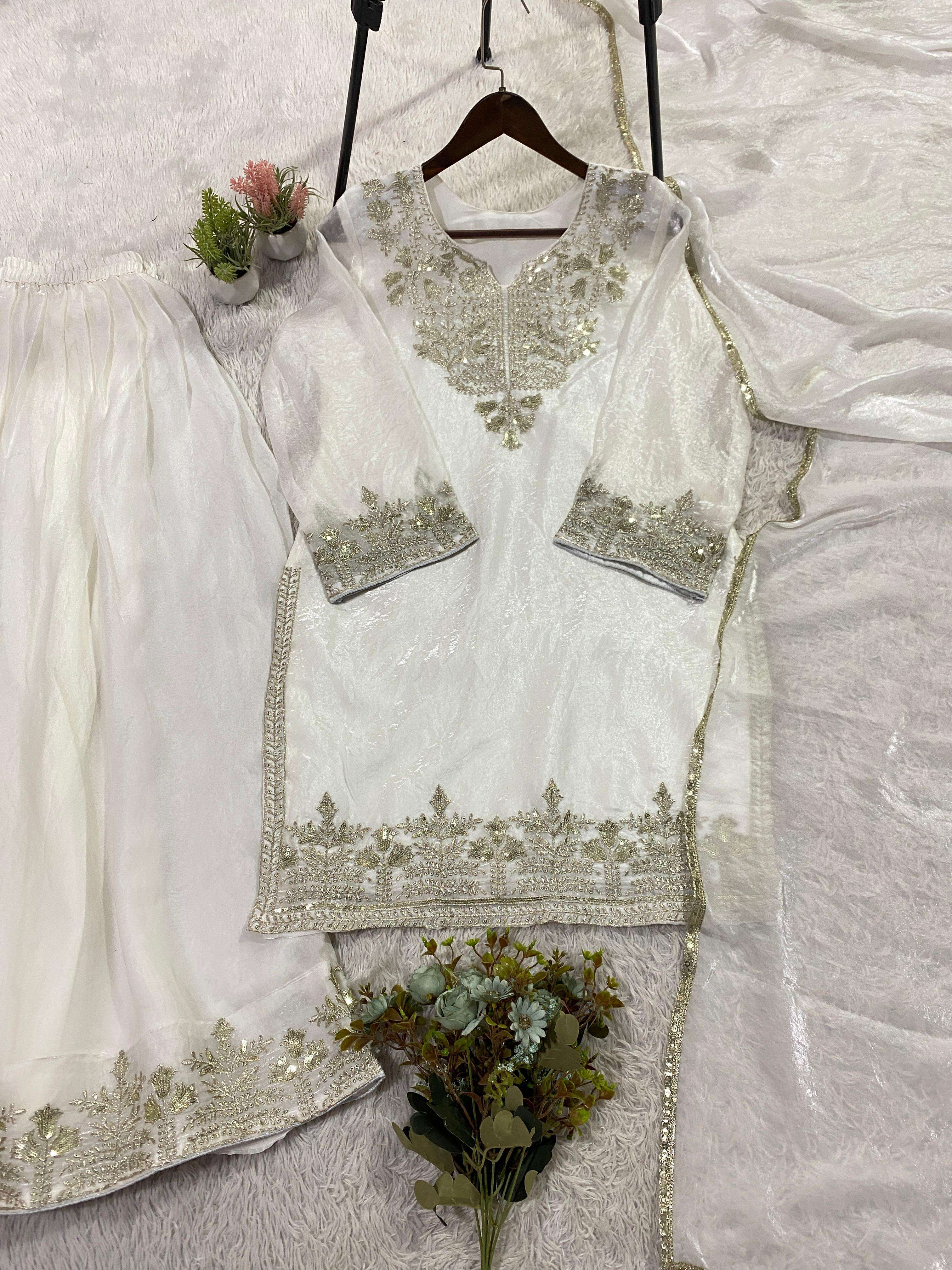 LG 2087 SILK SEQUENCE HEAVY EMBROIDERY DESIGNER WORK PARTY WEAR LADIES SUIT