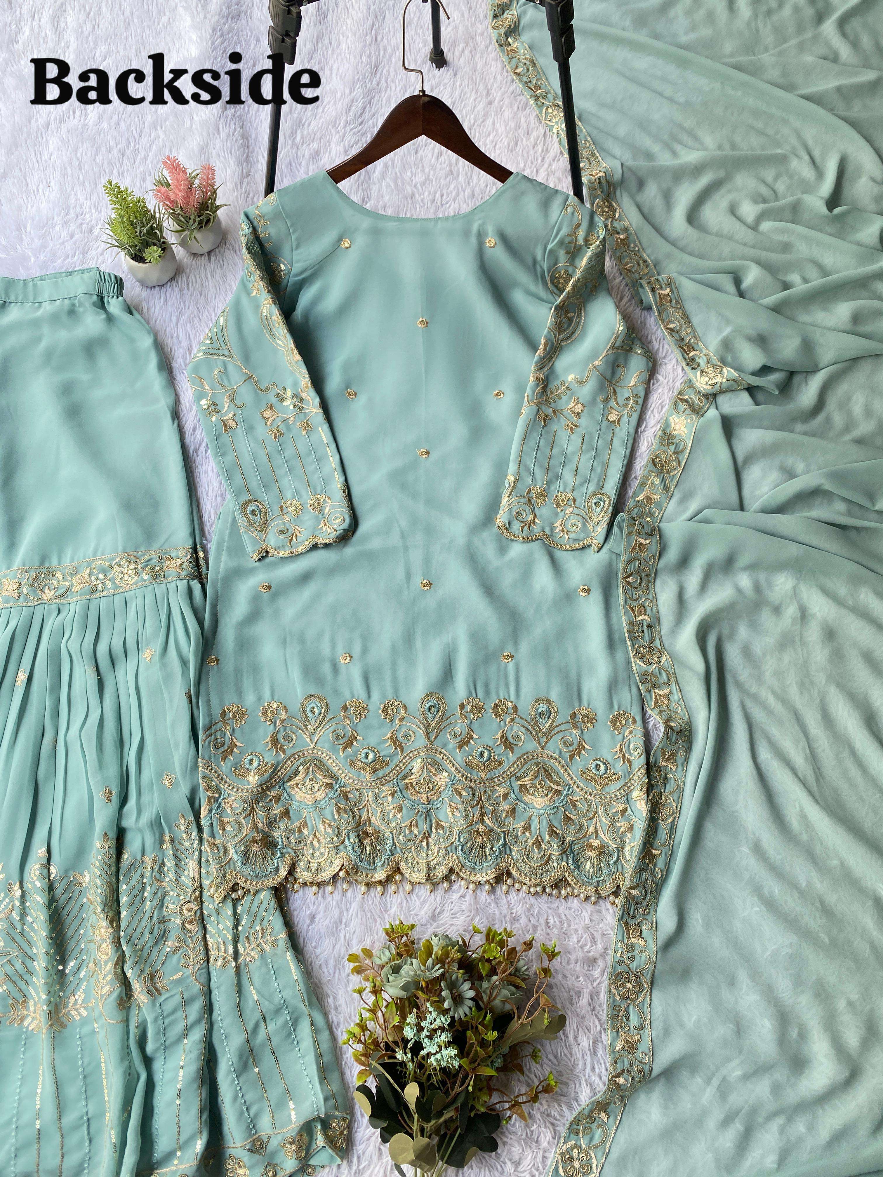 LG 2088 GEORGETTE HEAVY SEQUENCE EMBROIDERED DESIGNER SUIT