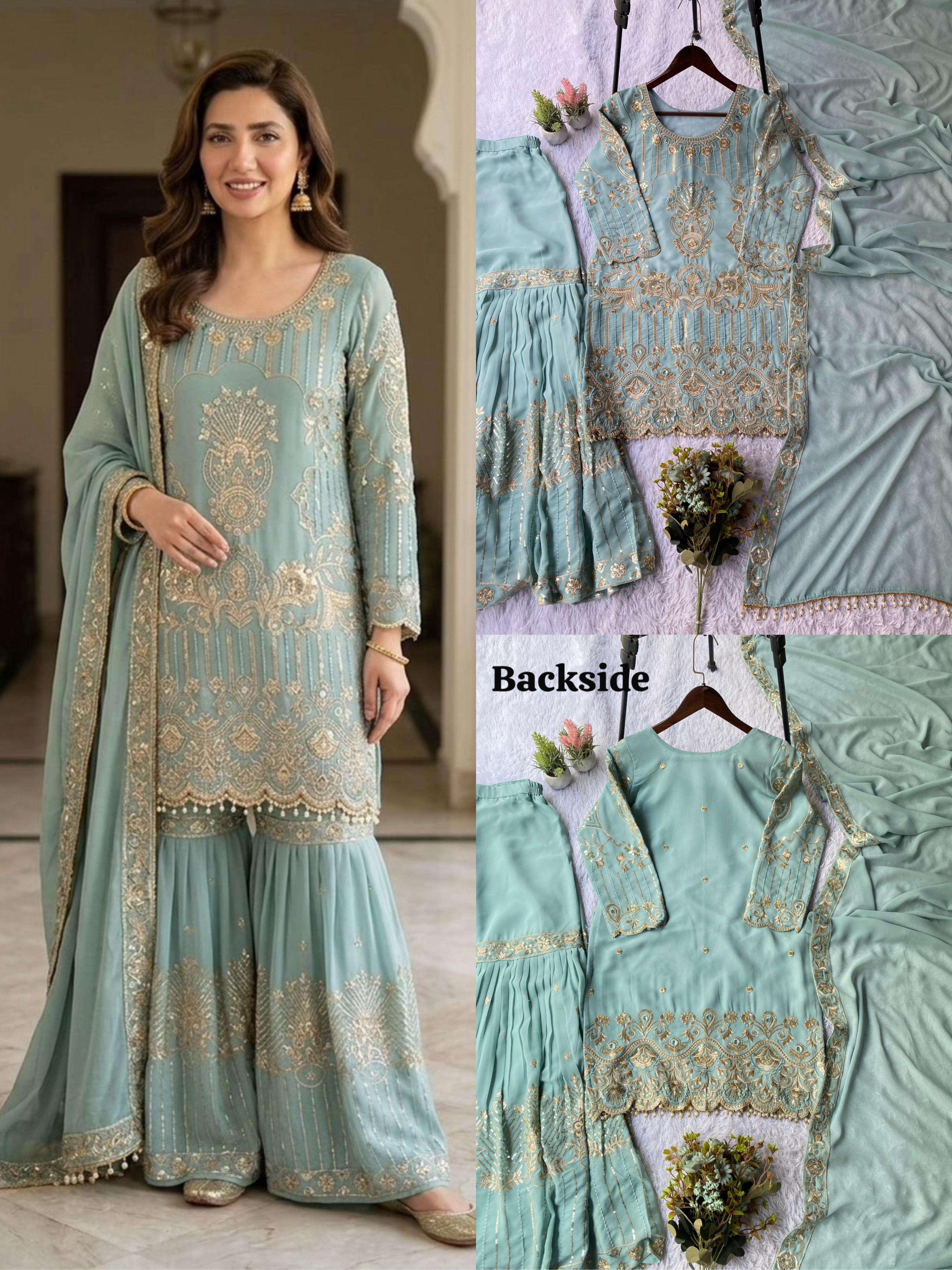 LG 2088 GEORGETTE HEAVY SEQUENCE EMBROIDERED DESIGNER SUIT