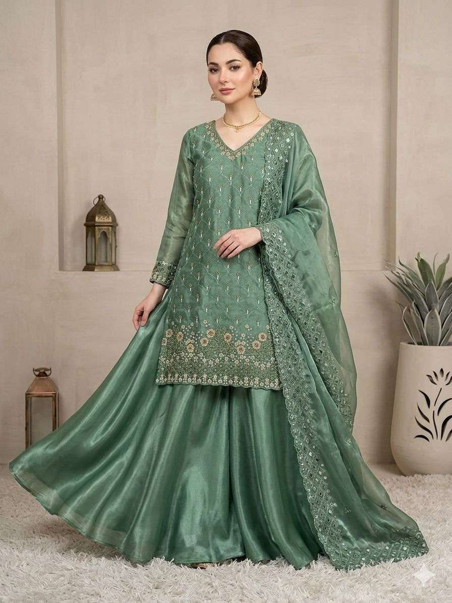 LM 17 SILK SEQUENCE EMBROIDERY DESIGNER WORK PARTY WEAR LADIES SUIT