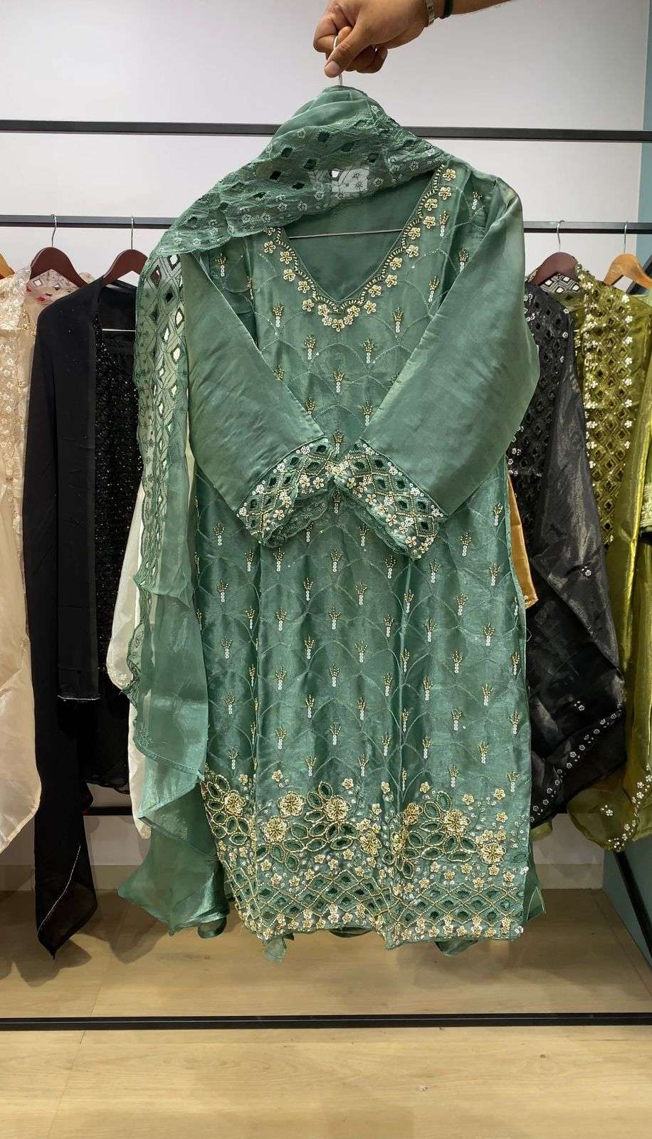 LM 17 SILK SEQUENCE EMBROIDERY DESIGNER WORK PARTY WEAR LADIES SUIT
