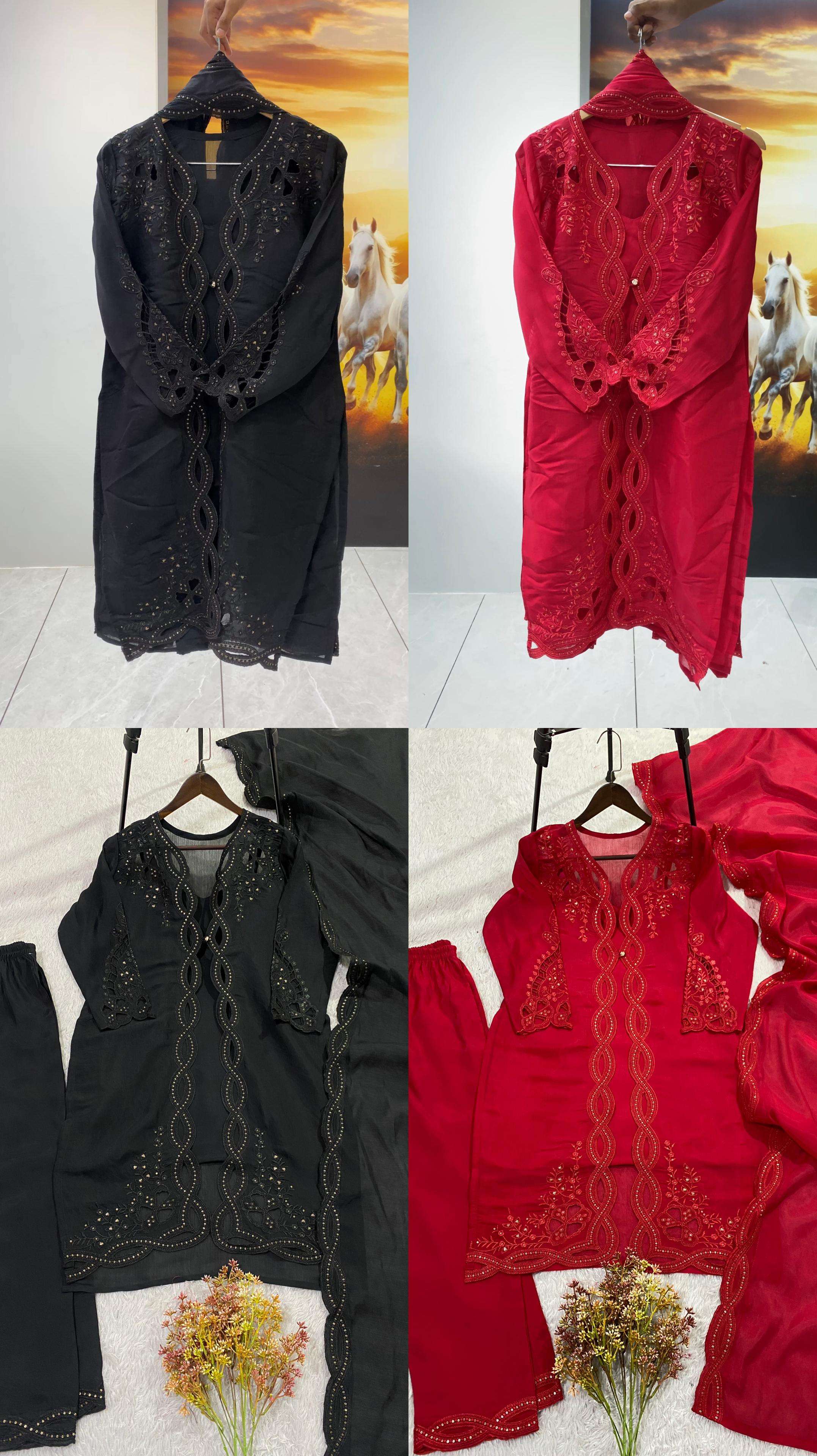LM 18 CHANDERI SILK BEAUTIFUL DESIGNER LOOK PARTY WEAR LADIES SUIT
