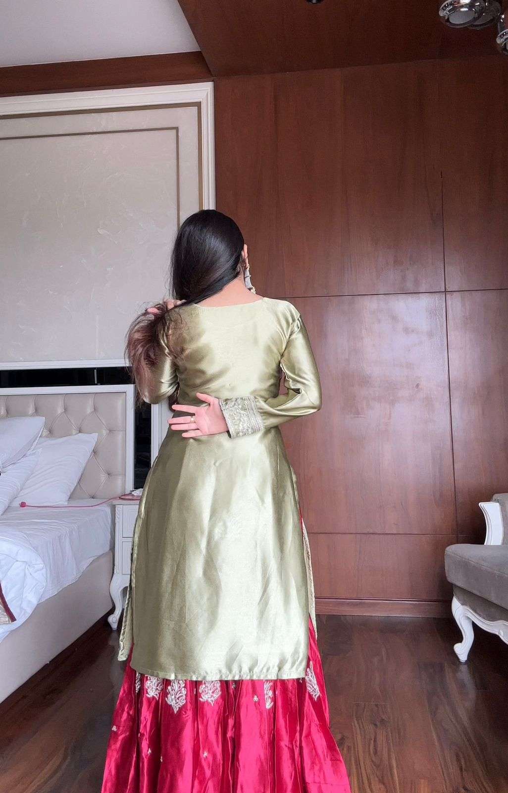  LOOMEERA LM 02 SATIN BEAUTIFUL DESIGNER LOOK PARTY WEAR SHARARA SUIT