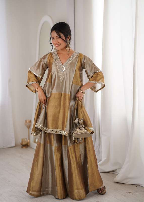 LW 9330 TWO TONE FABRIC PREETY LOOKS TOP BOTTOM WITH BATWA COLLECTION 