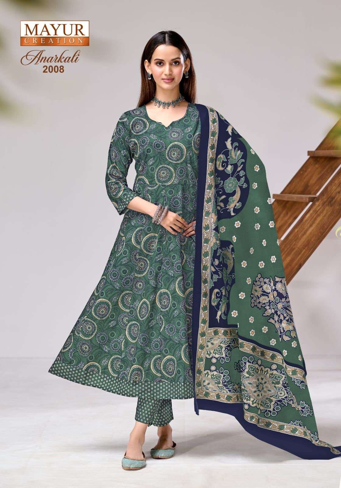 MAYUR CREATION ANARKALI VOL 2 COTTON PRINT FROCK STYLE KURTI BOTTOM AND DUPATTA SET 