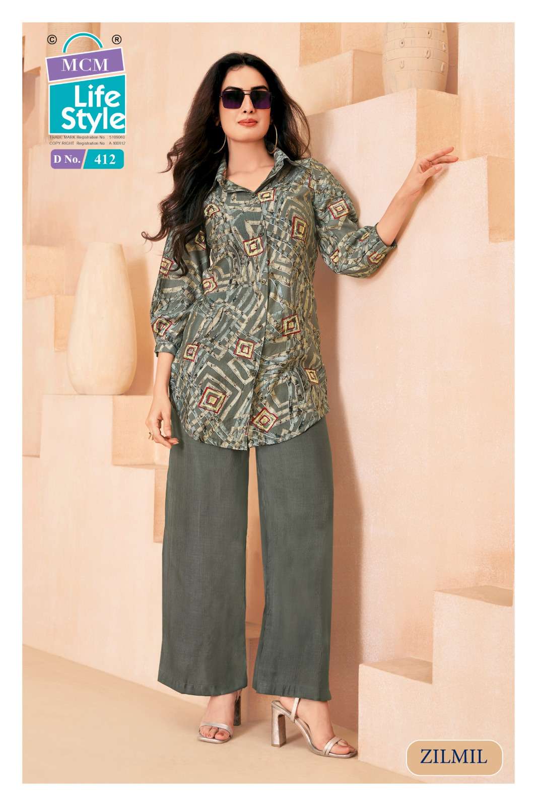 MCM LIFESTYLE ZILMIL VOL 4 STYLISH TOP WITH PLAZZO PAIR 
