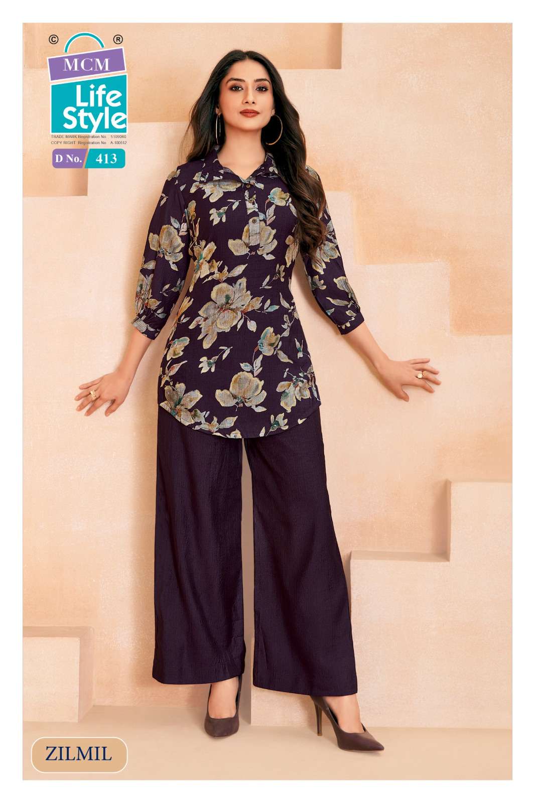 MCM LIFESTYLE ZILMIL VOL 4 STYLISH TOP WITH PLAZZO PAIR 
