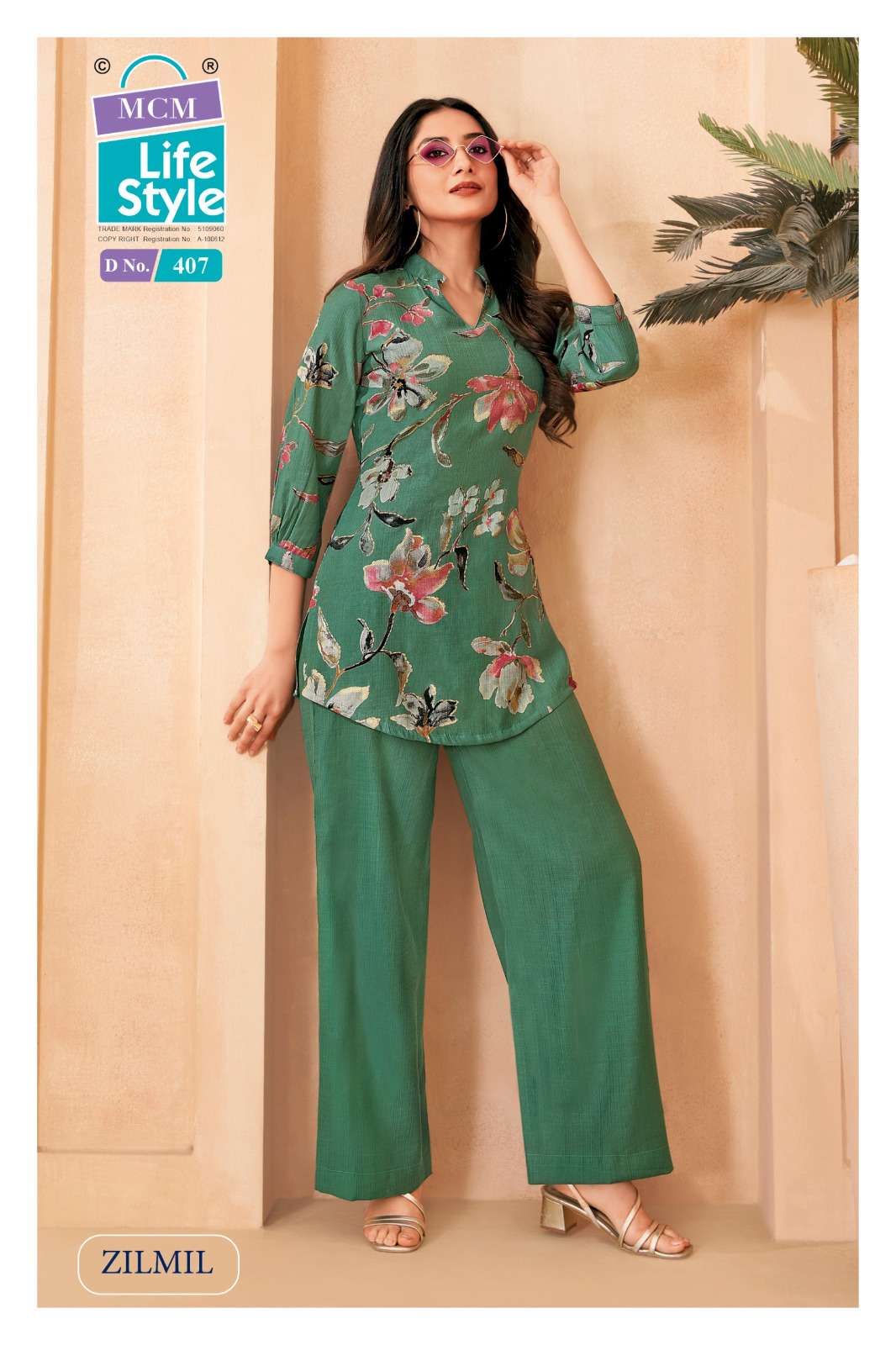 MCM LIFESTYLE ZILMIL VOL 4 STYLISH TOP WITH PLAZZO PAIR 