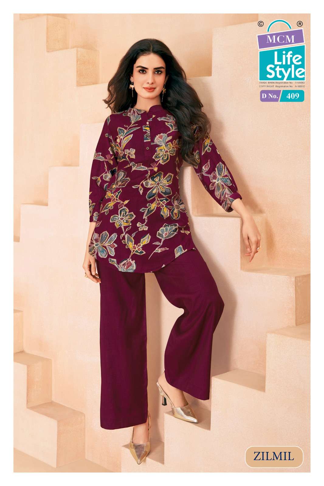 MCM LIFESTYLE ZILMIL VOL 4 STYLISH TOP WITH PLAZZO PAIR 