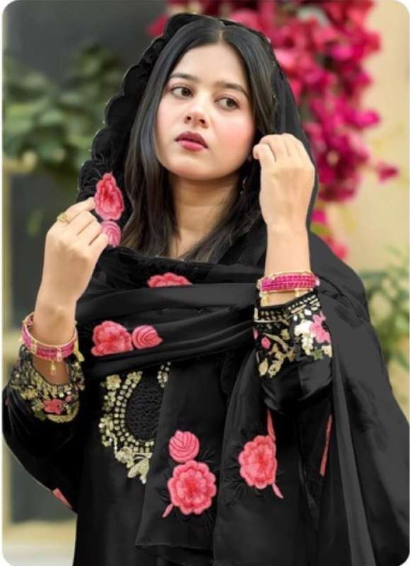MD 3081 SATIN WITH EMBROIDERY DESIGNER WORK PARTY WEAR LADIES SUIT