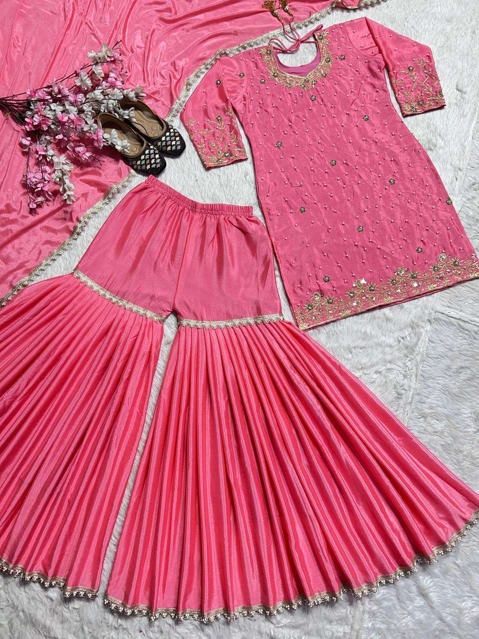 MD 3090 SILK HEAVY EMBROIDERD DESIGNER WEDDING WEAR LADIES SUIT