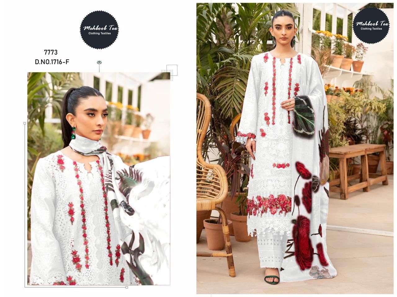 MEHBOOB TEX D NO 1716 COTTON HEAVY EMBROIDERY DESIGNER WORK PAKISTANI SUIT
