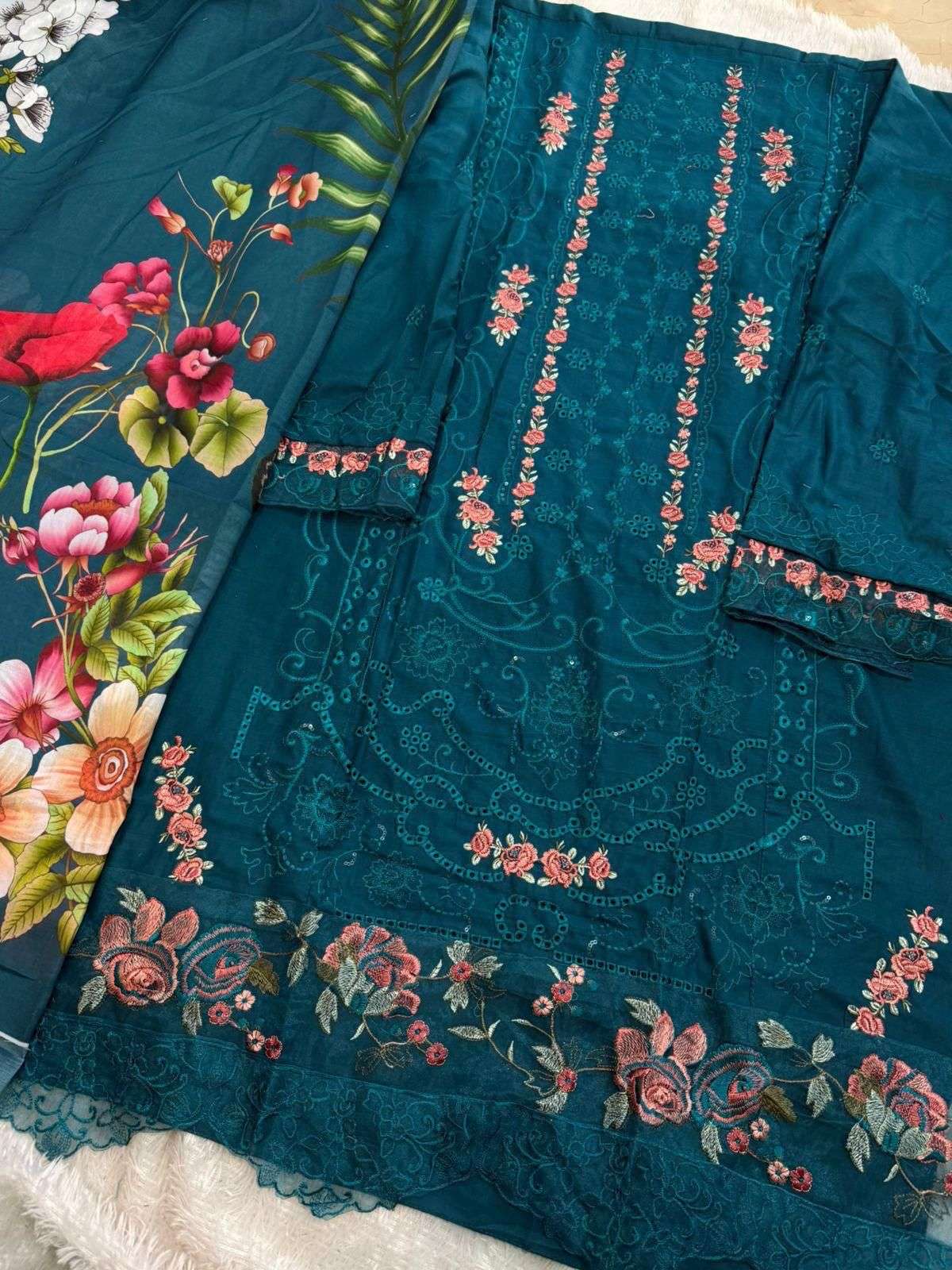 MEHBOOB TEX D NO 1716 COTTON HEAVY EMBROIDERY DESIGNER WORK PAKISTANI SUIT