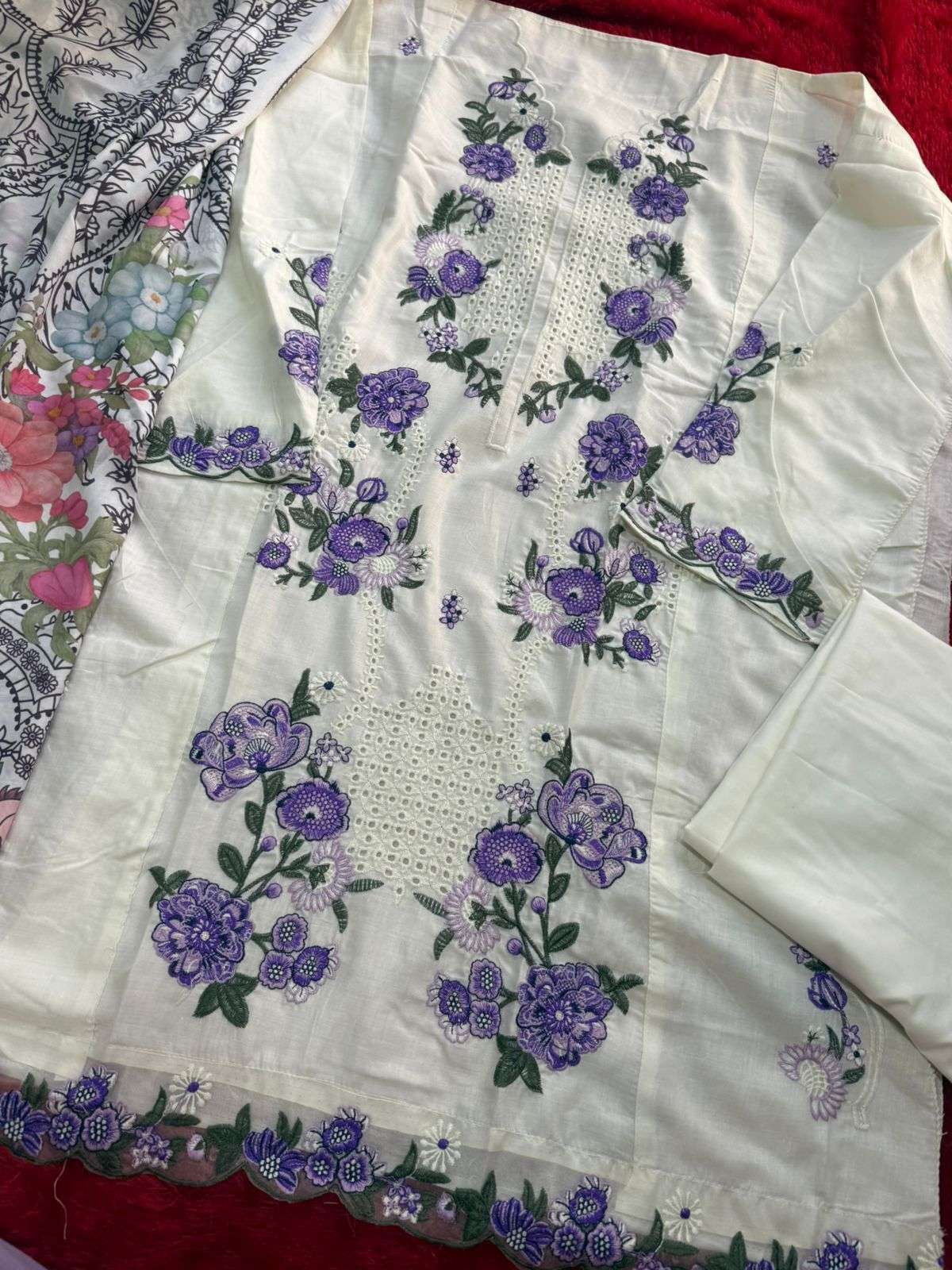 MEHBOOB  TEX D NO 1975 COTTON HEAVY EMBROIDERY WORK SALWAR KAMEEZ 