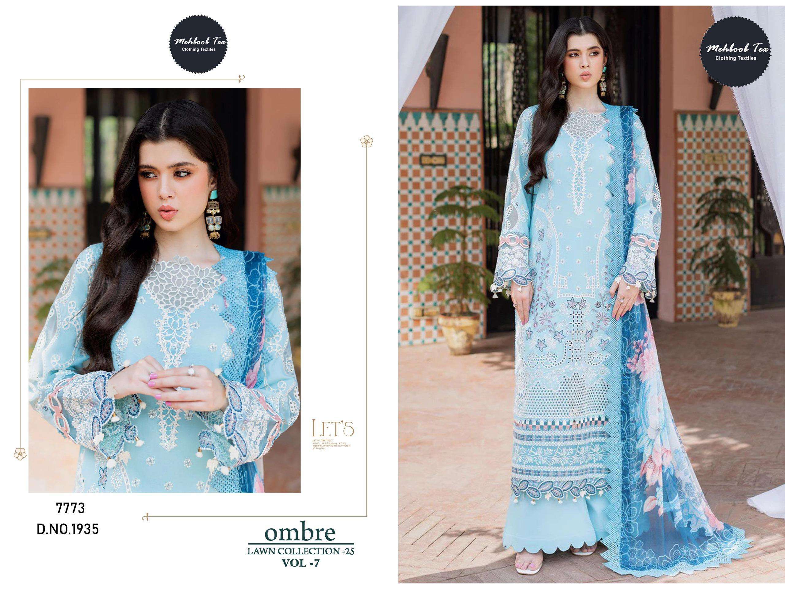 MEHBOOB  TEX OMBRE LAWN COLLECTION VOL 7 COTTON HEAVY EMBROIDERY DESIGNER SUIT