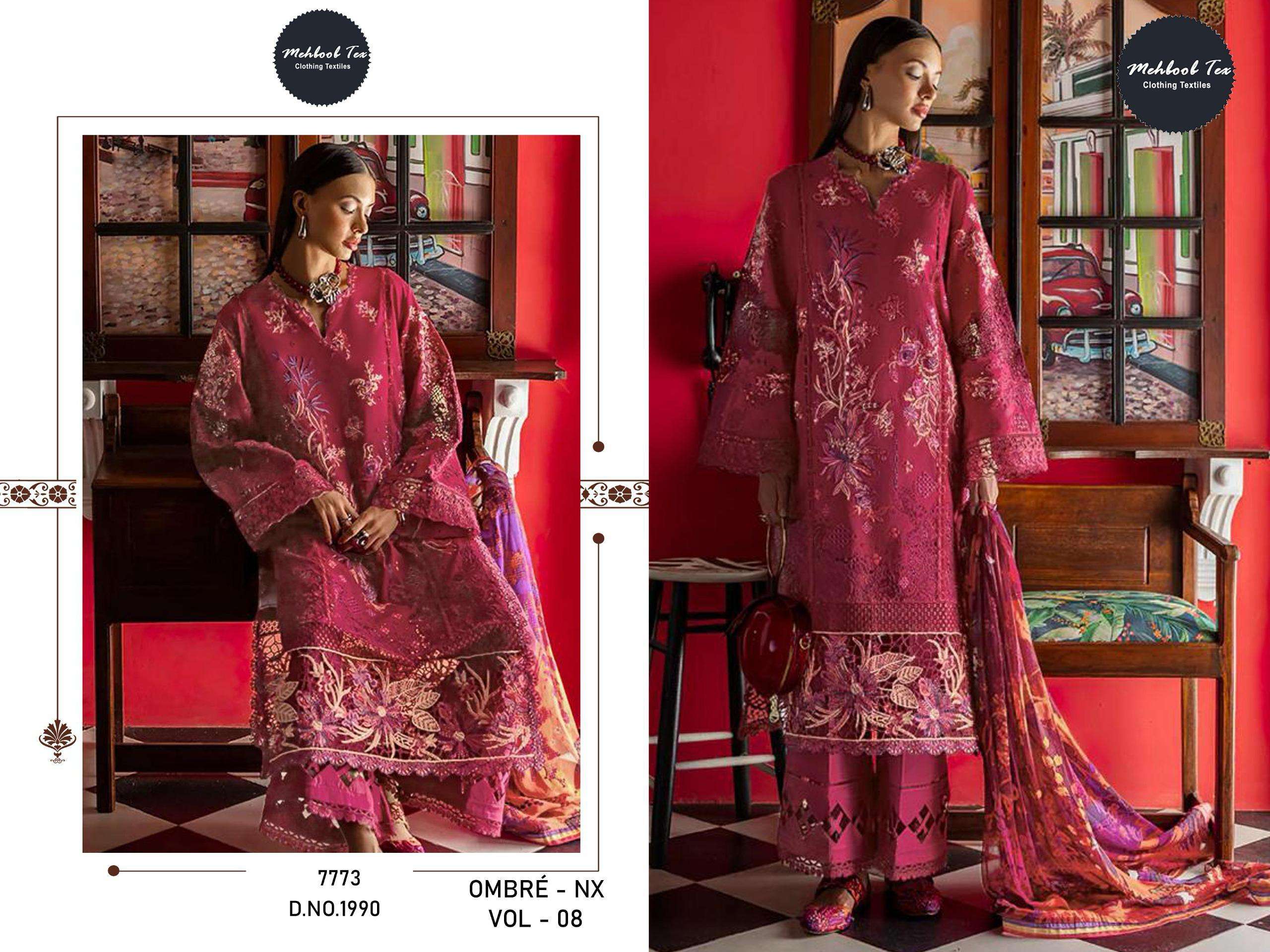 MEHBOOB  TEX OMBRE NX VOL 8 COTTON HEAVY EMBROIDERY WORK SUIT