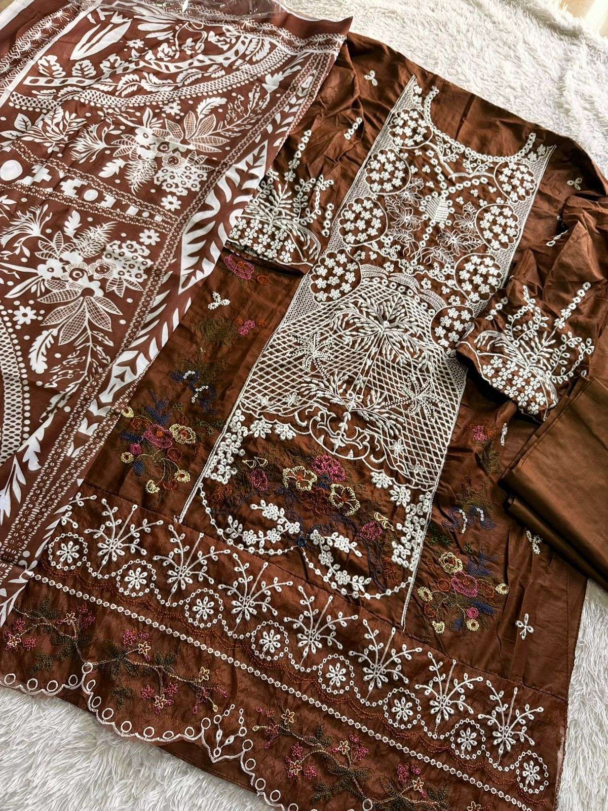 MEHBOOB  TEX OMBRE NX VOL 8 COTTON HEAVY EMBROIDERY WORK SUIT