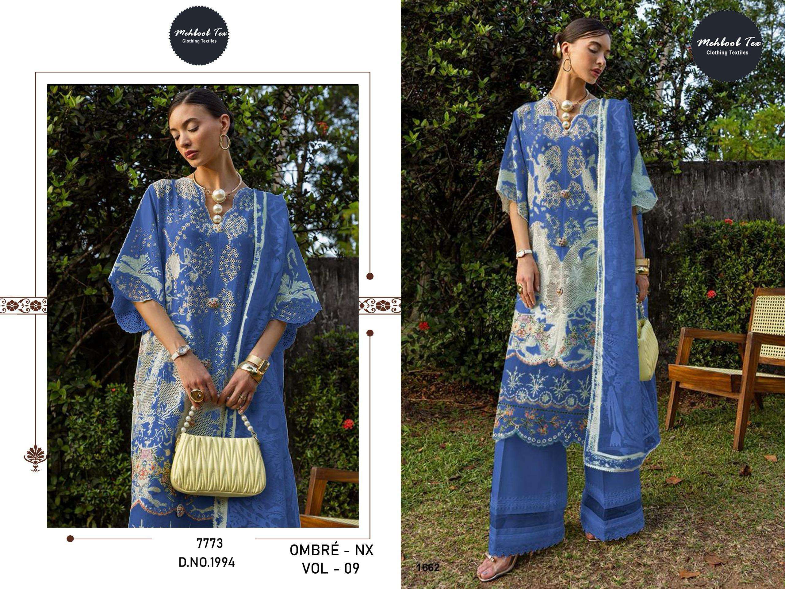 MEHBOOB  TEX OMBRE NX VOL 9 COTTON HEAVY EMBROIDERY WORK SUIT